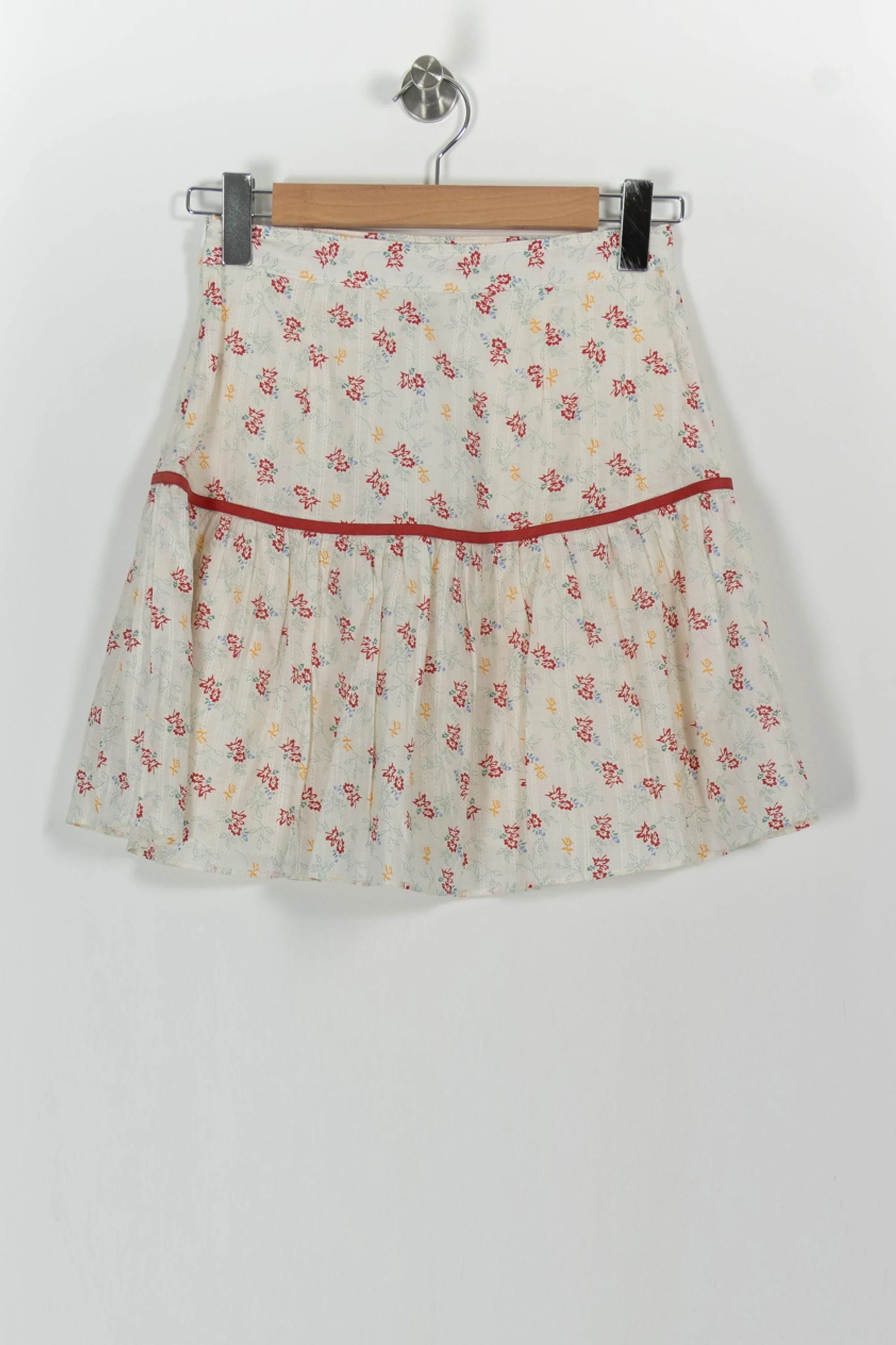 Jupe Fleurie Blanche et Rouge - Taille XS/34 - Image 4
