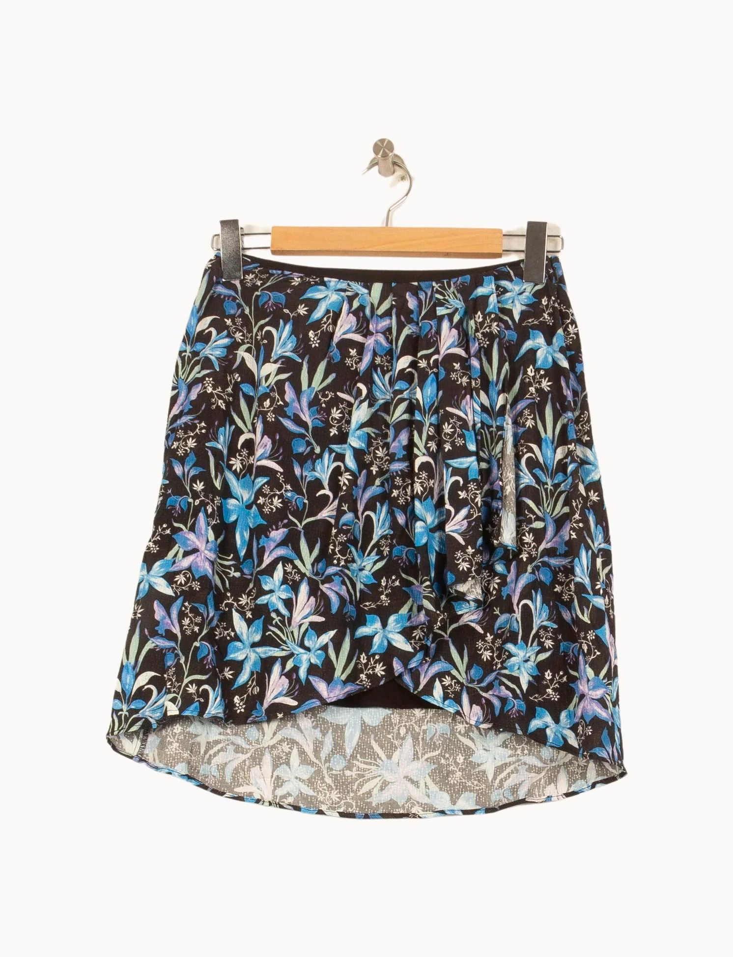 Jupe Fleurie Noire et Bleue - Taille S/36 - Image 2