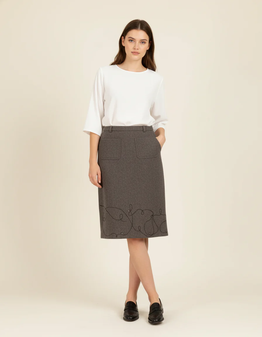 Jupe grise avec détails - Taille S/36