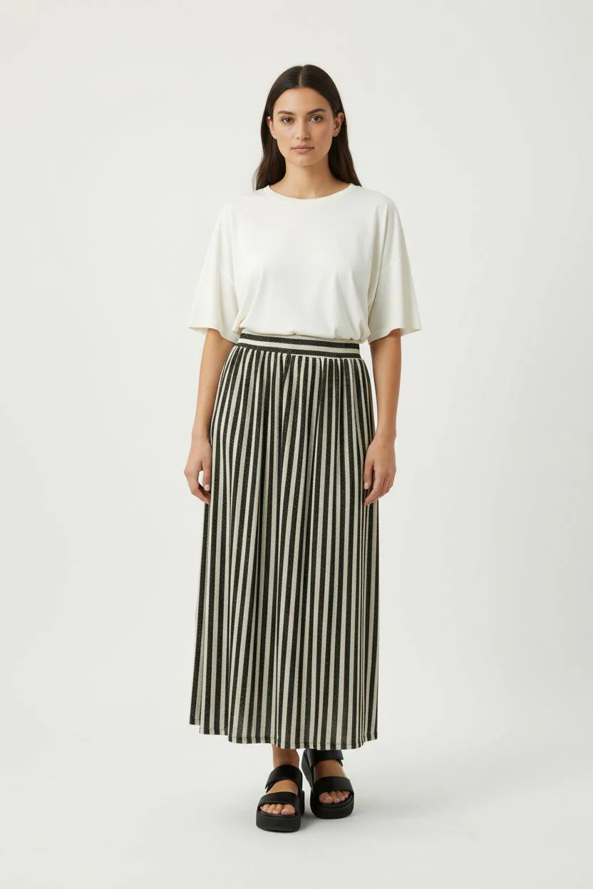 Jupe Longue Beige et Noire - Taille S/36