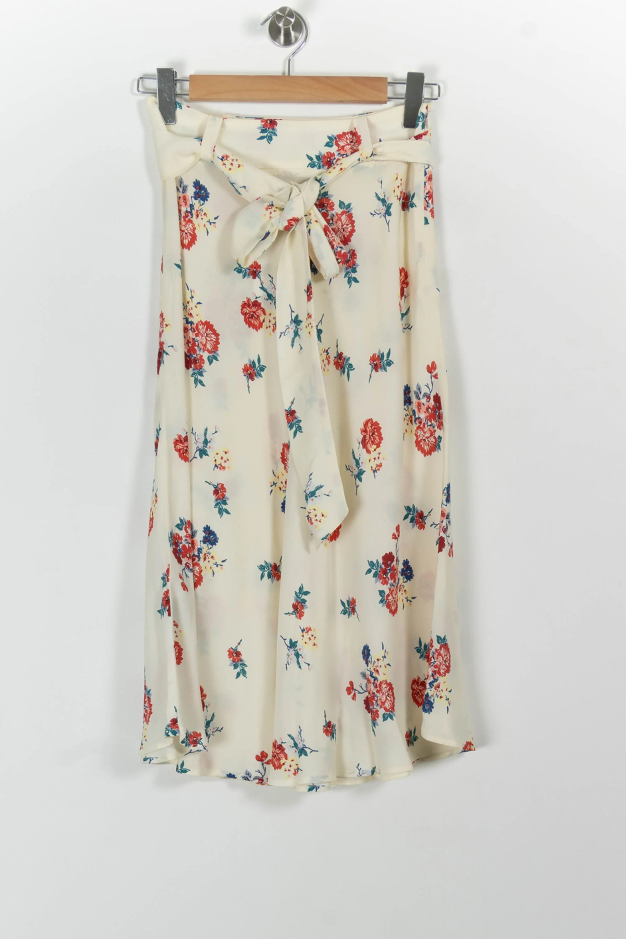 Jupe Longue Écrue à Fleurs Rouges et Bleues - Taille S/36 - Image 2