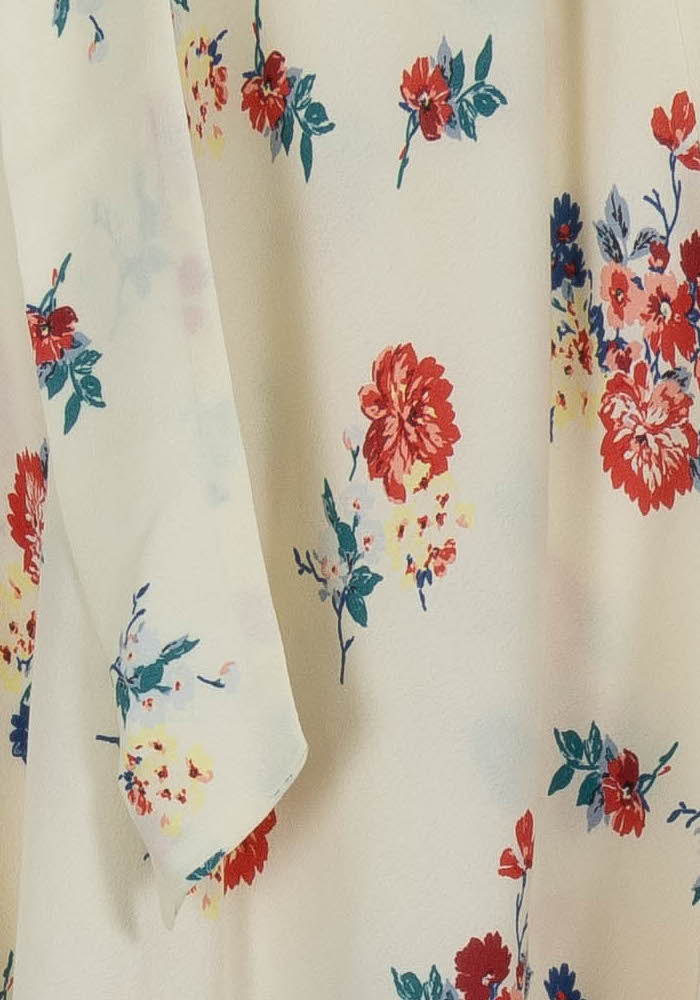Jupe Longue Écrue à Fleurs Rouges et Bleues - Taille S/36 - Image 3