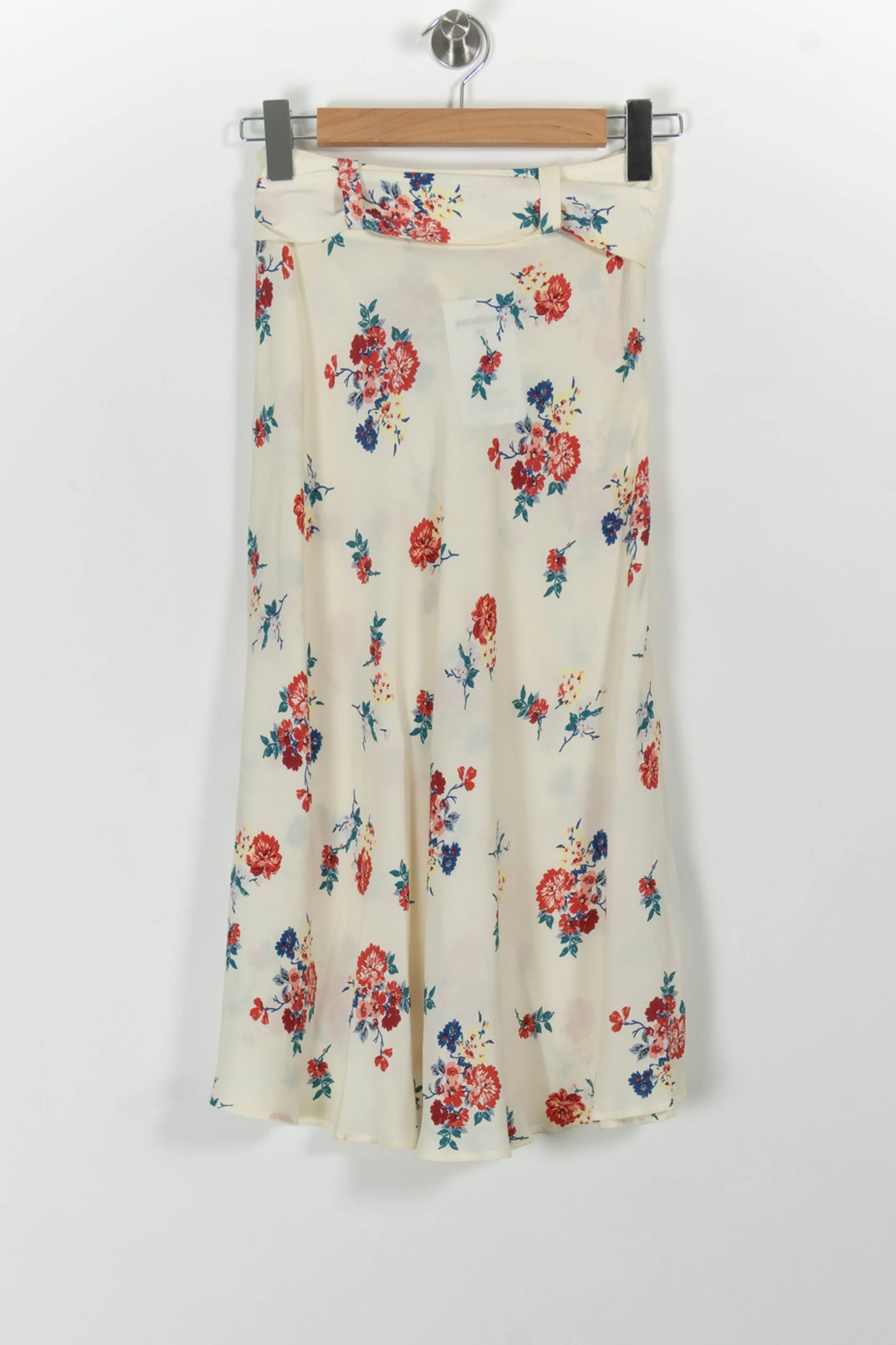 Jupe Longue Écrue à Fleurs Rouges et Bleues - Taille S/36 - Image 4