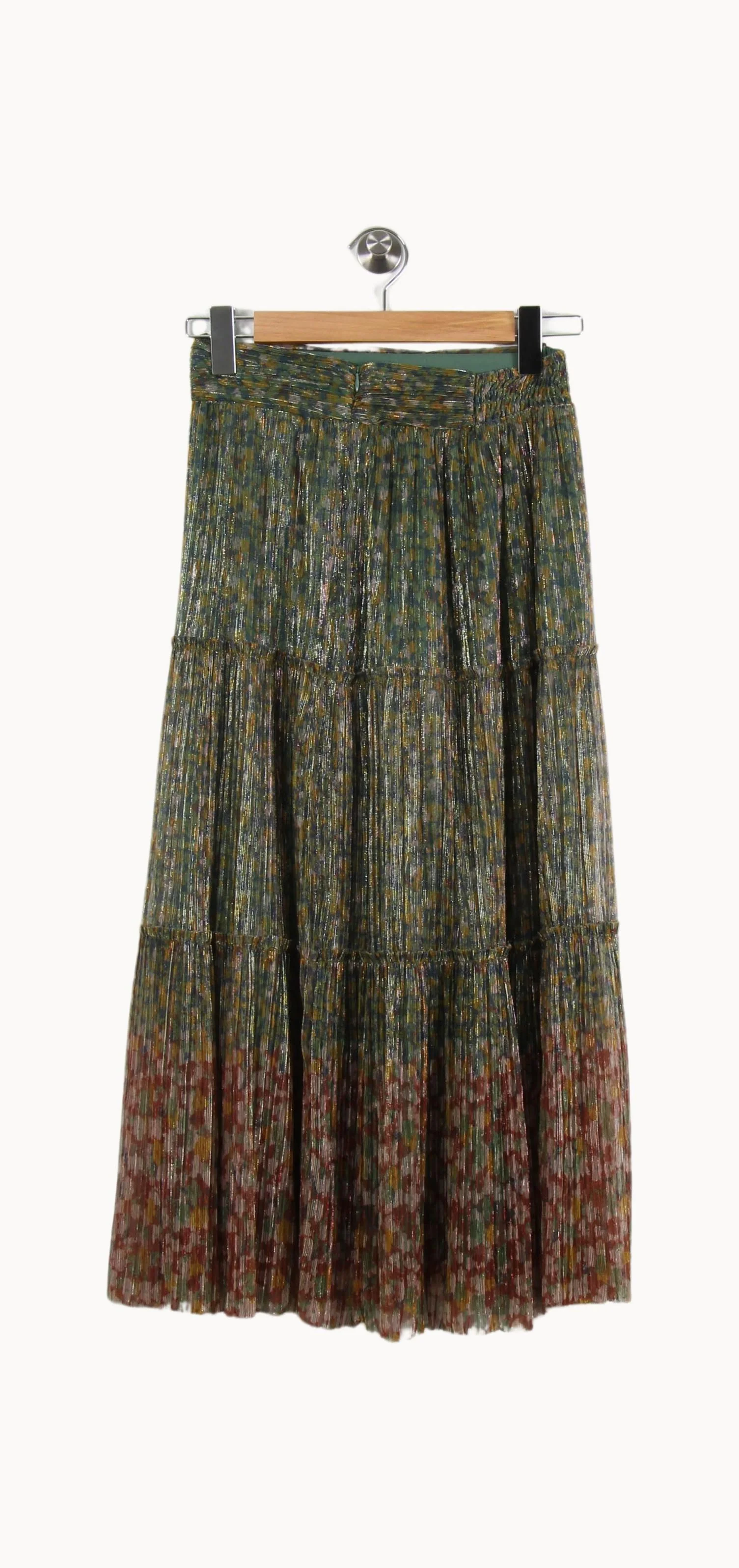 Jupe Longue Plissée Verte et Rouge - Taille S/36 - Image 4