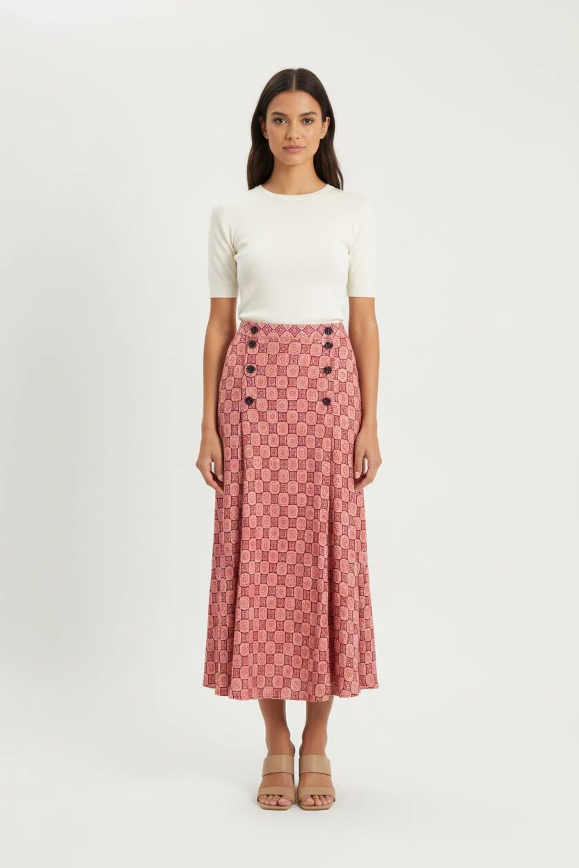 Jupe Longue Rose et Orange - Taille L/40