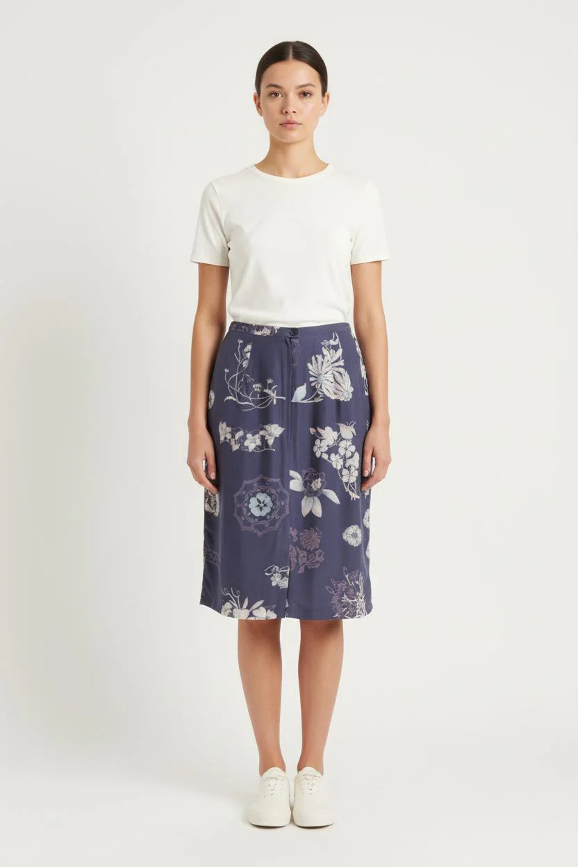 Jupe Midi Bleue et Blanche - Taille XL/42