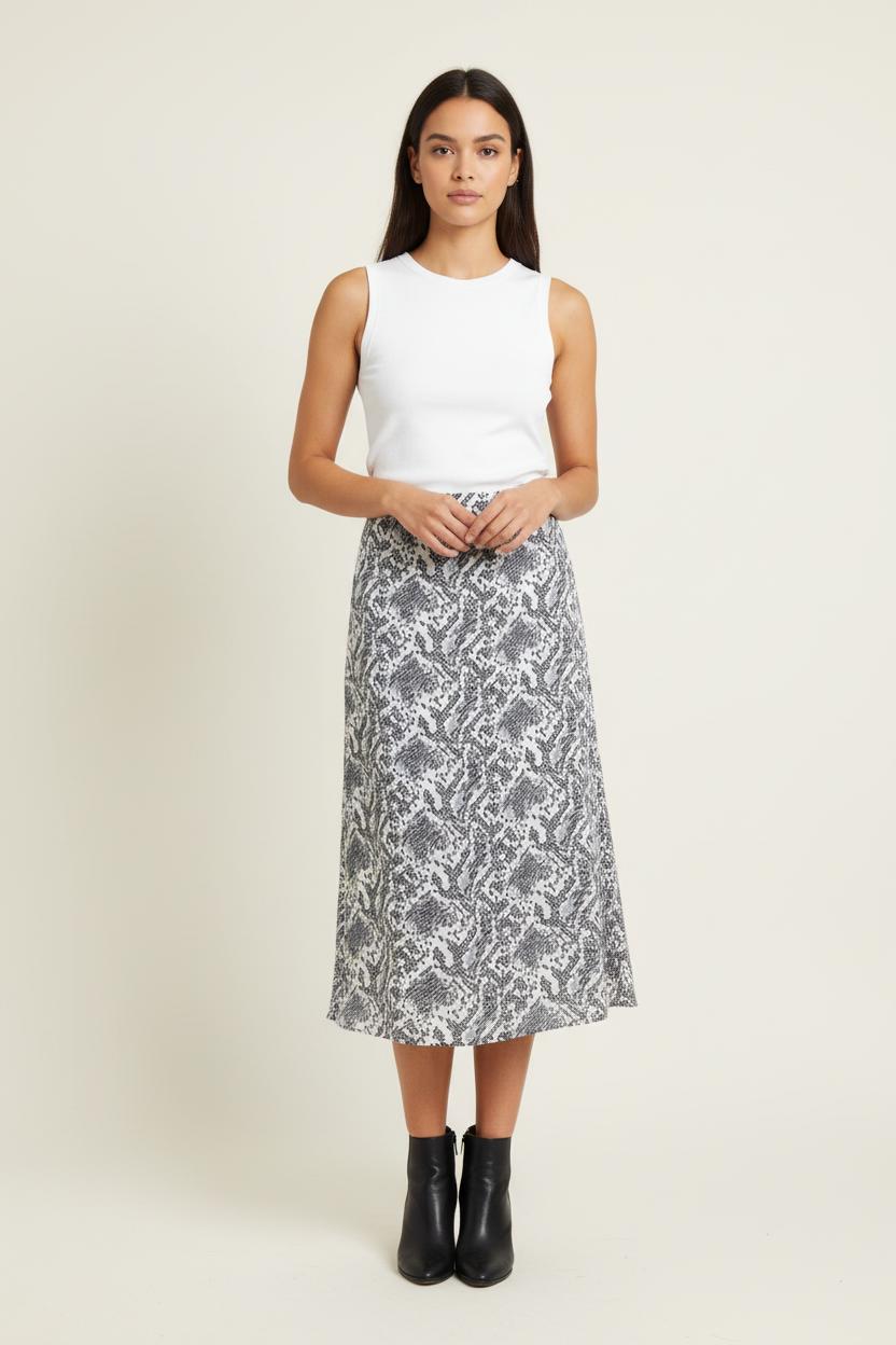 Jupe Midi Grise et Noire - Taille XS/34