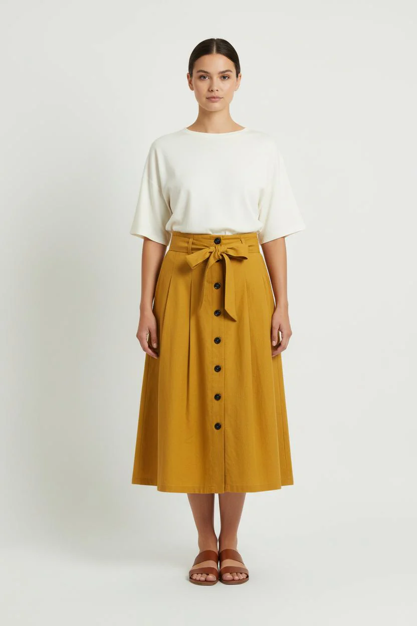Jupe Midi Jaune - Taille M/38