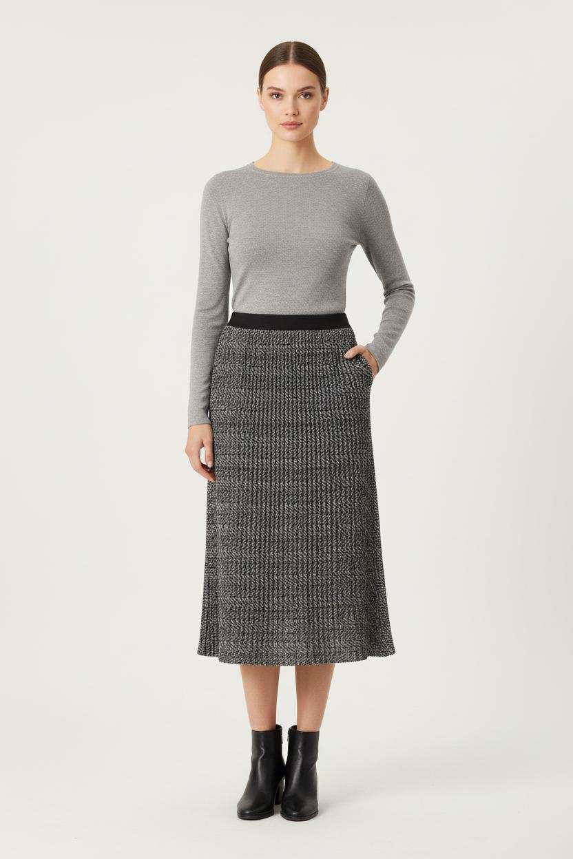 Jupe Midi Noire et Grise - Taille S/36