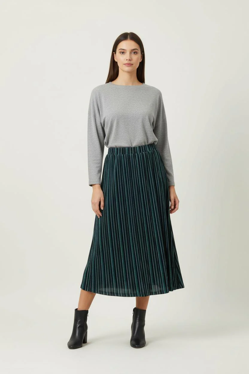 Jupe Plissée Bleu et Vert - Taille XS/34