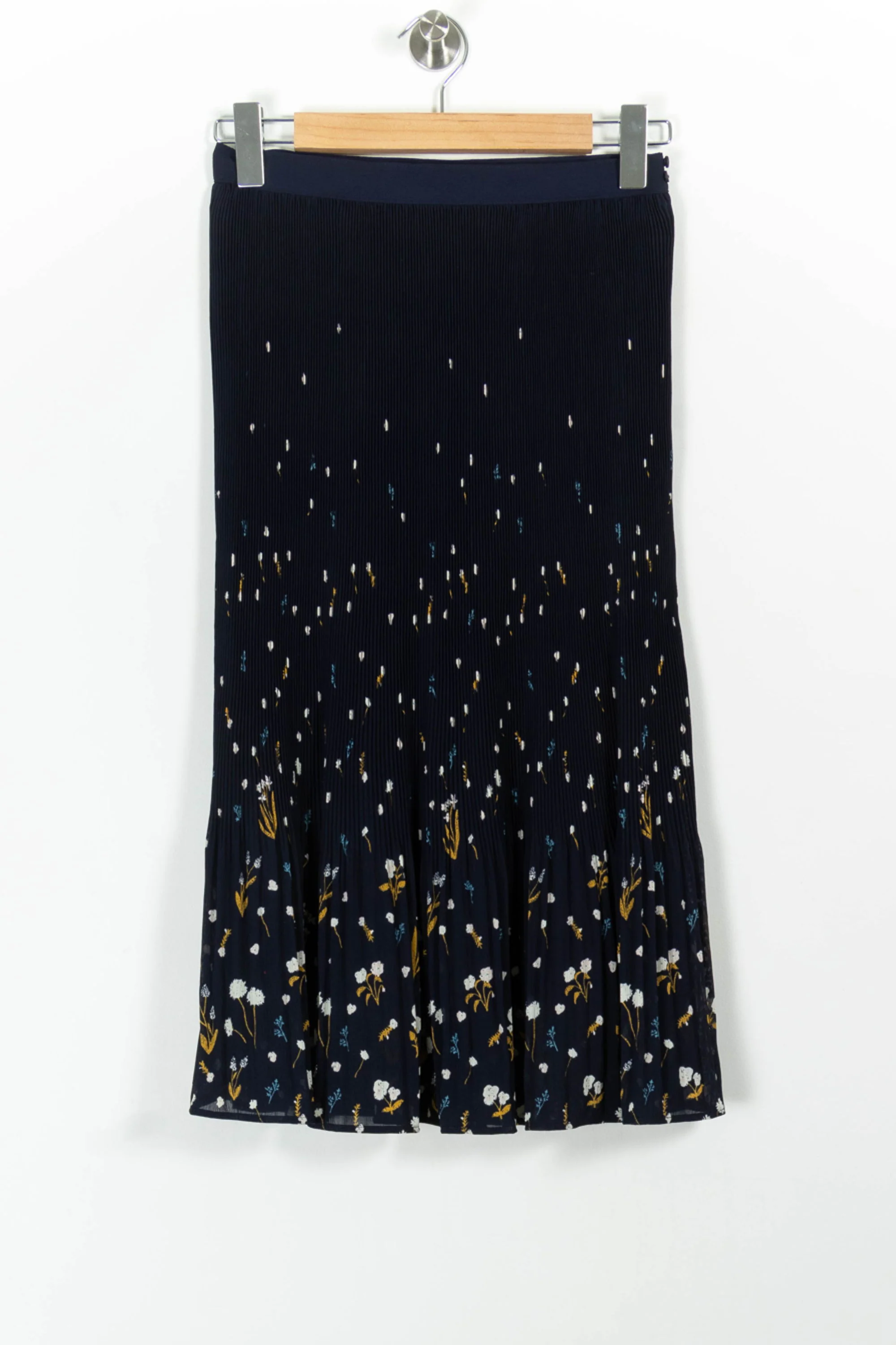 Jupe Plissée Bleu Marine et Jaune - Taille S/36 - Image 2