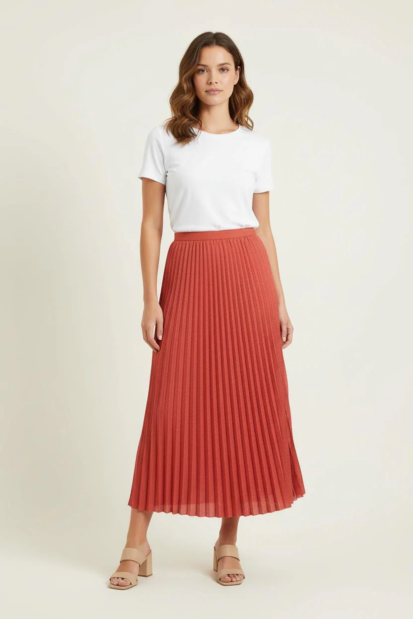 Jupe Plissée Orange - Taille XS/34