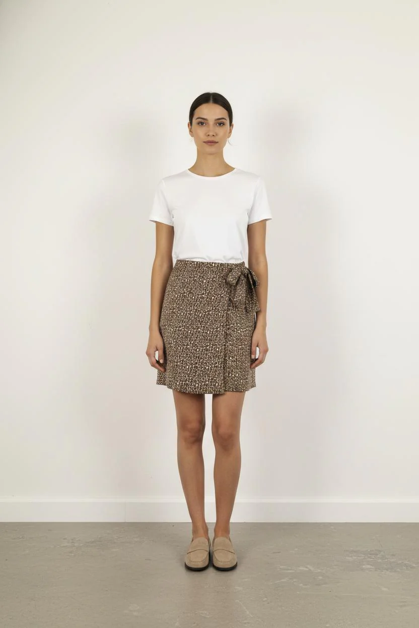 Jupe Portefeuille Marron et Beige - Taille M/38