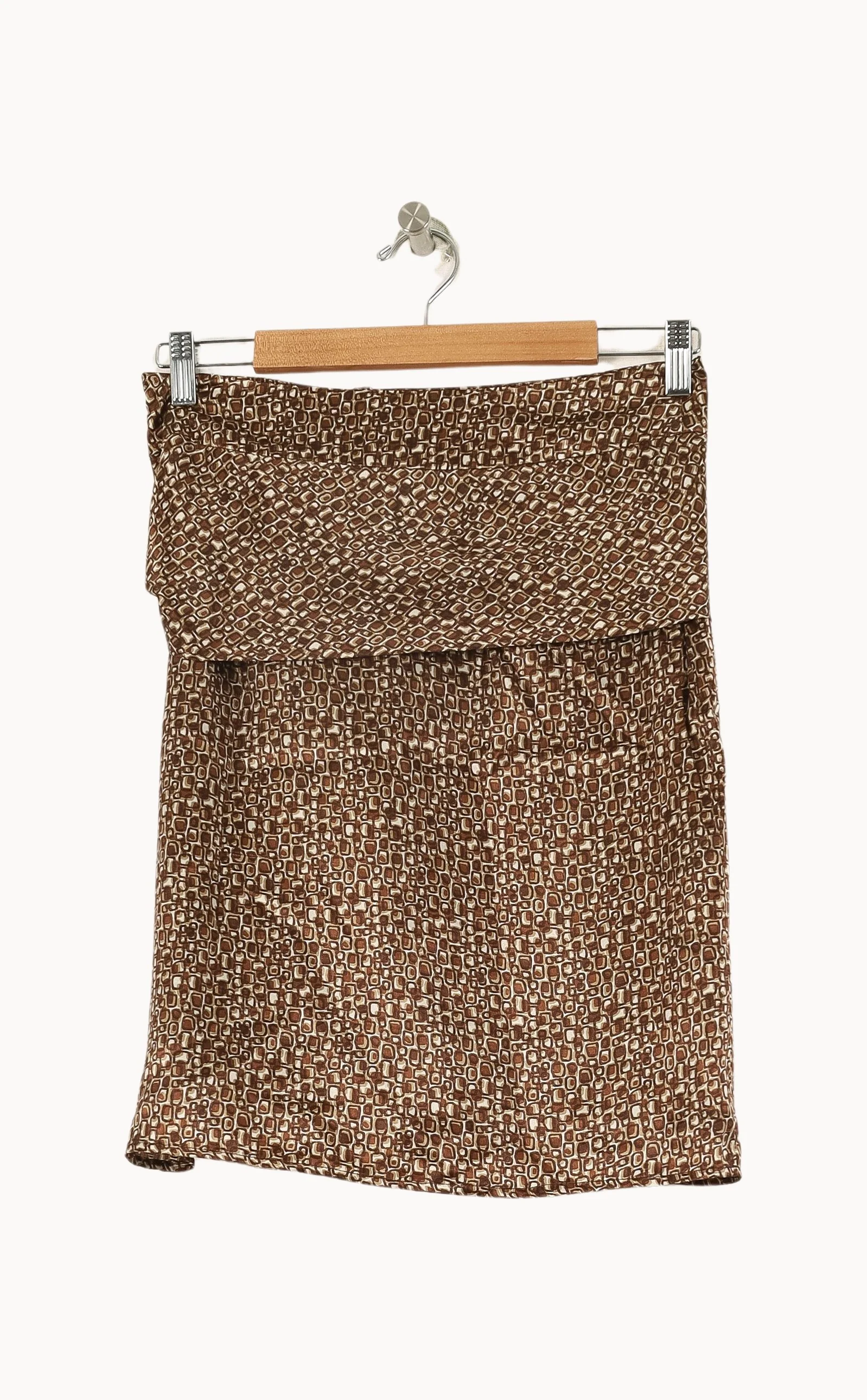 Jupe Portefeuille Marron et Beige - Taille M/38 - Image 4