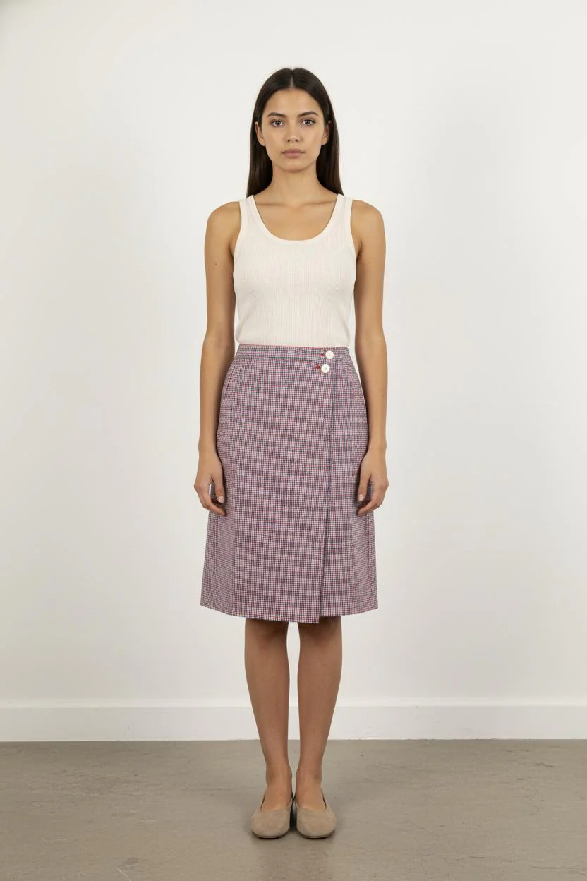 Jupe Portefeuille Rouge et Bleu - Taille S/36