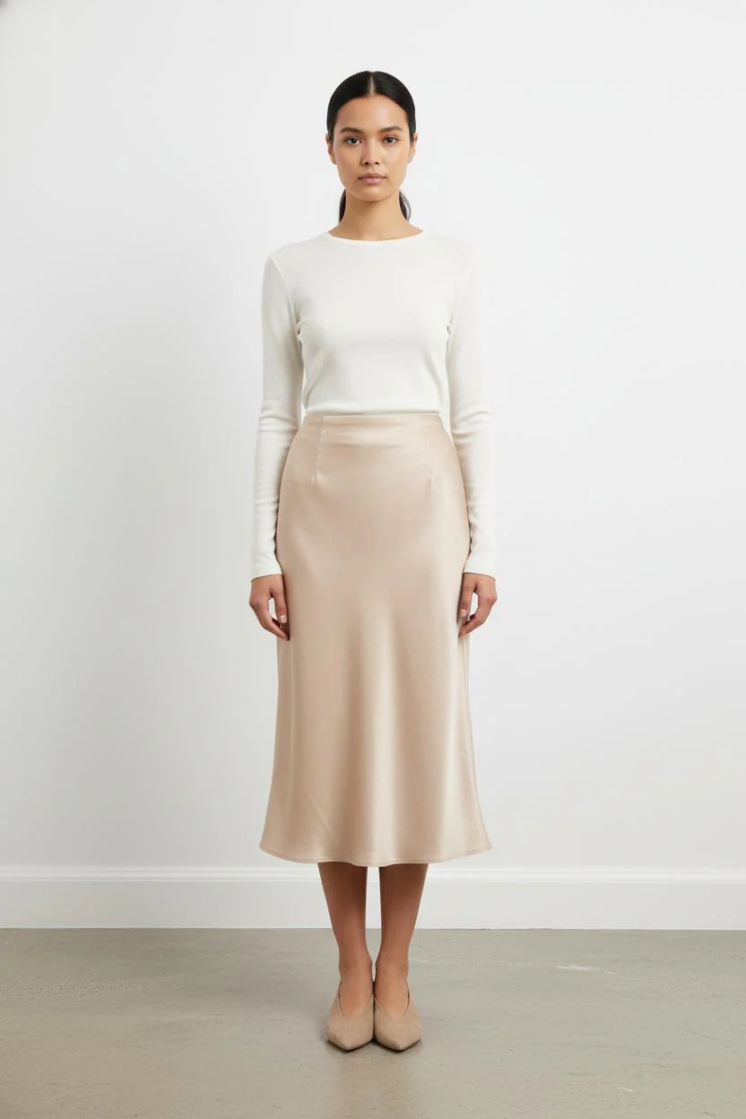 Jupe Satinée Beige - Taille S/36
