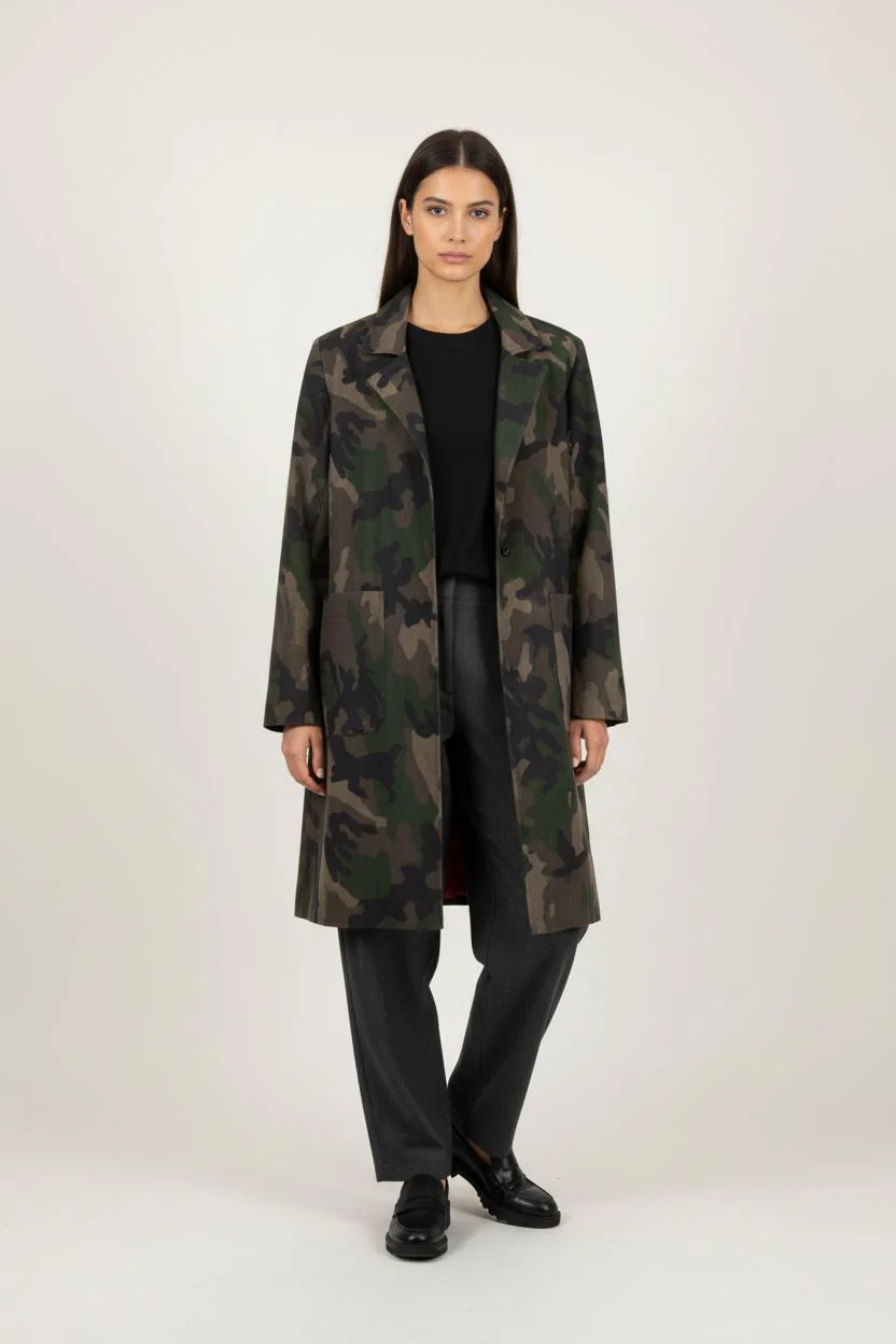 Manteau Camouflage Vert et Kaki - Taille S/36