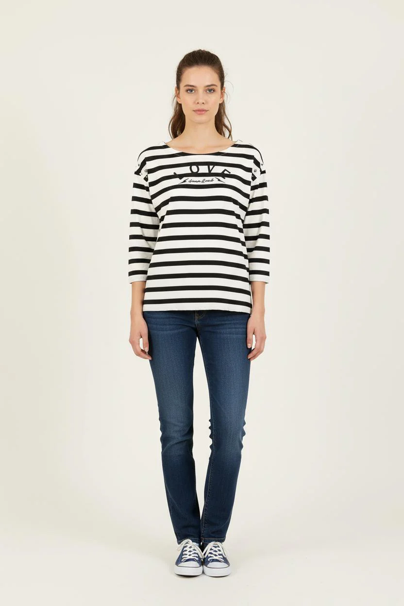 Marinière Noir et Blanc - Taille L/40