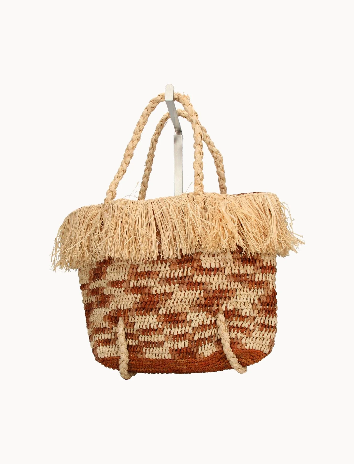 Panier en Raphia Marron et Beige - Taille T.U.