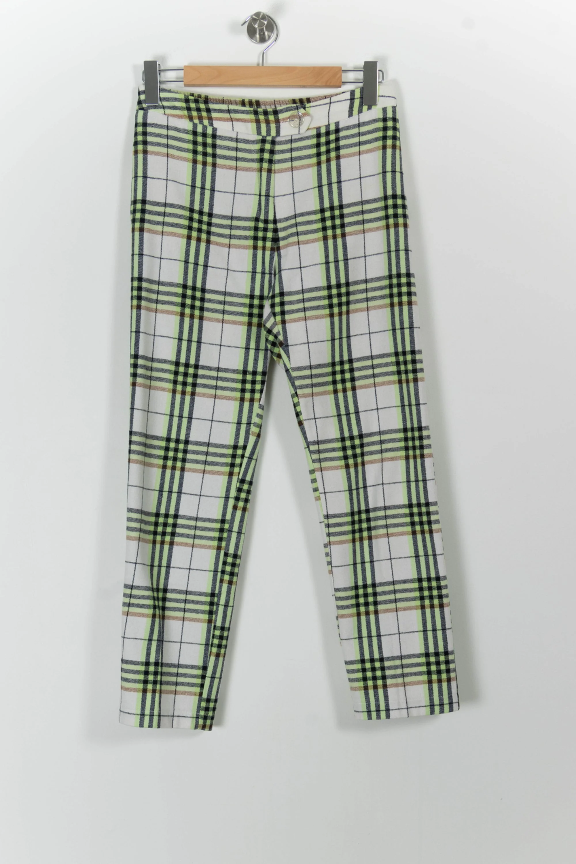 Pantalon à Carreaux Blanc et Vert - Taille M/38 - Image 2