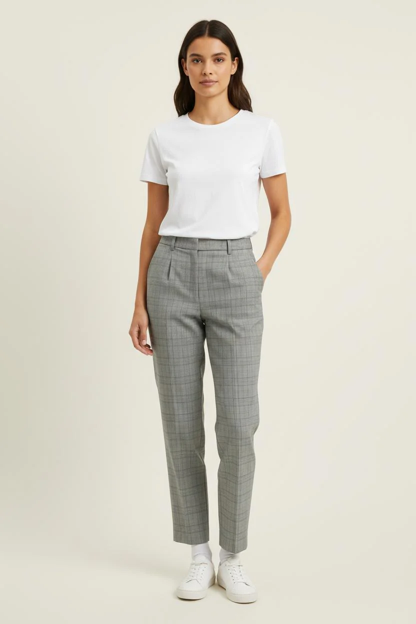 Pantalon À Carreaux Gris - Taille M/38