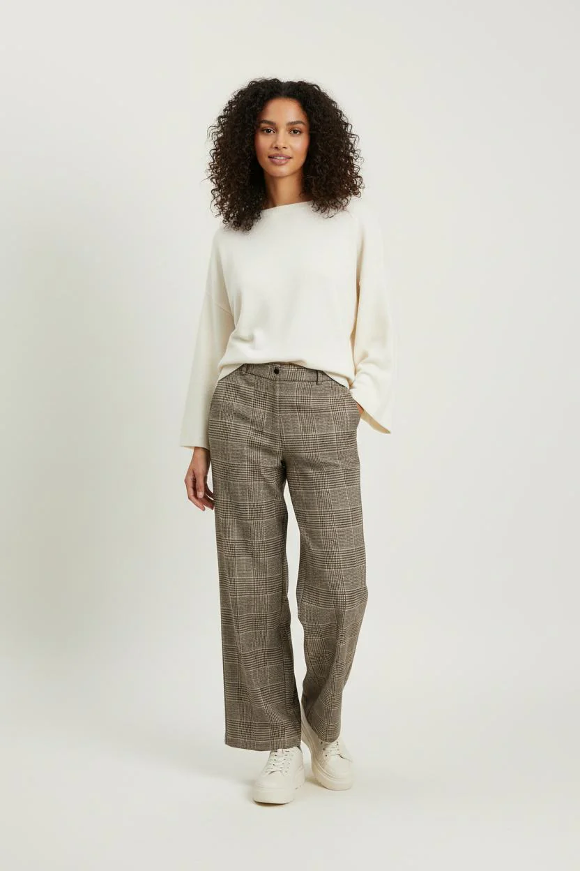 Pantalon À Carreaux Marron - Taille M/38