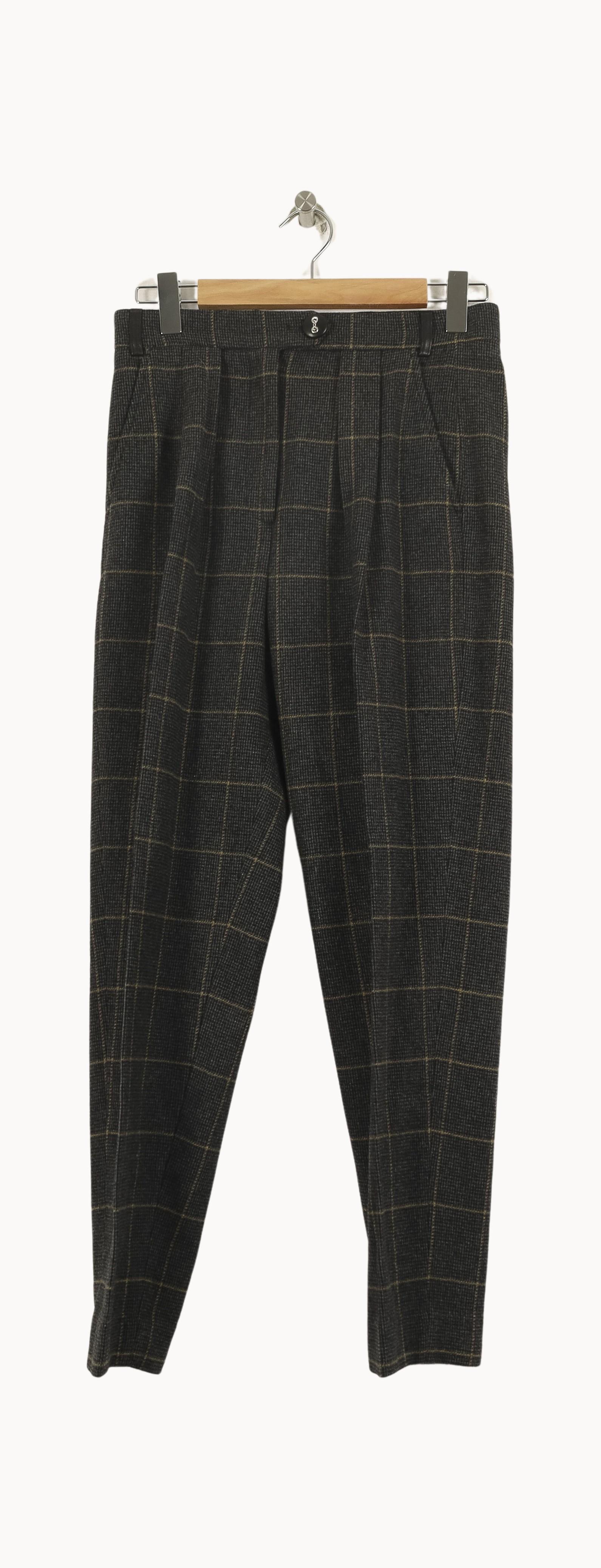 Pantalon À Carreaux Noir et Beige - Taille S/36 - Image 2