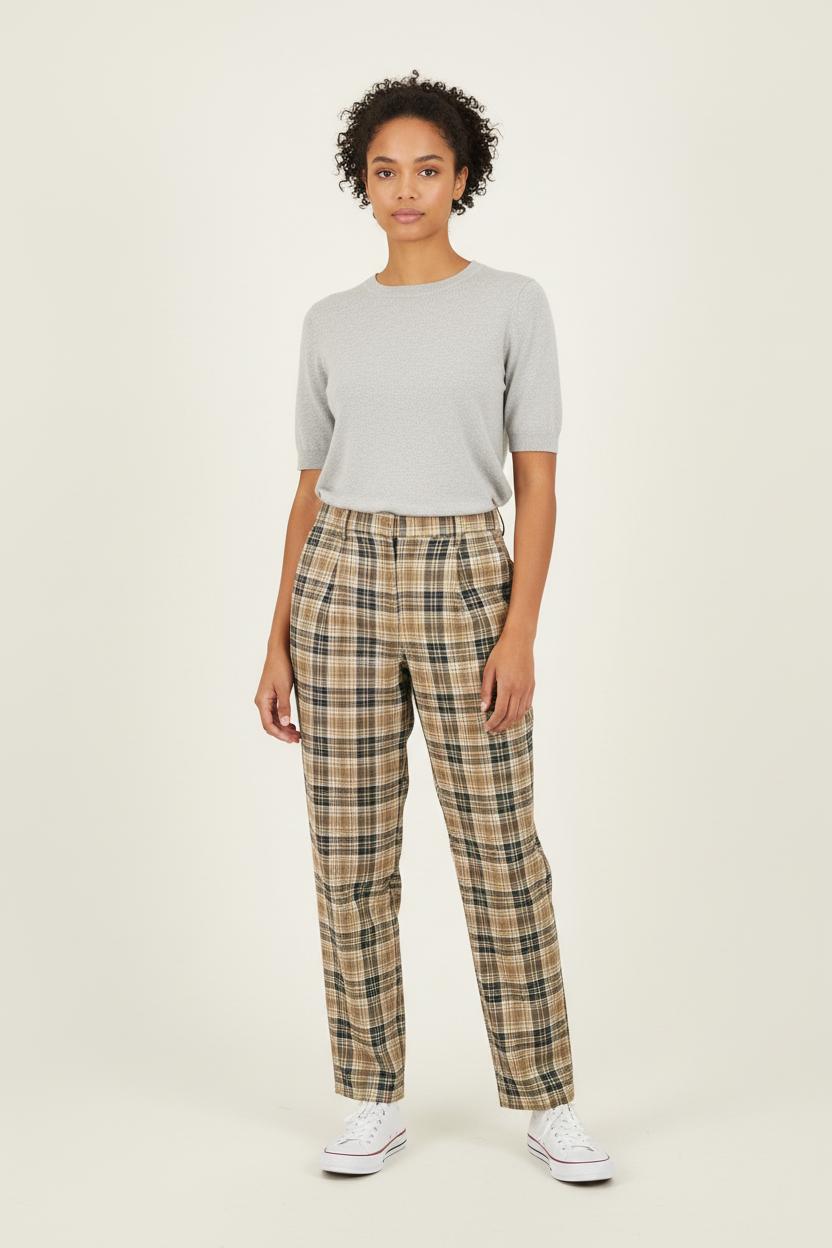Pantalon Carreaux Beiges et Noirs - Taille S/36