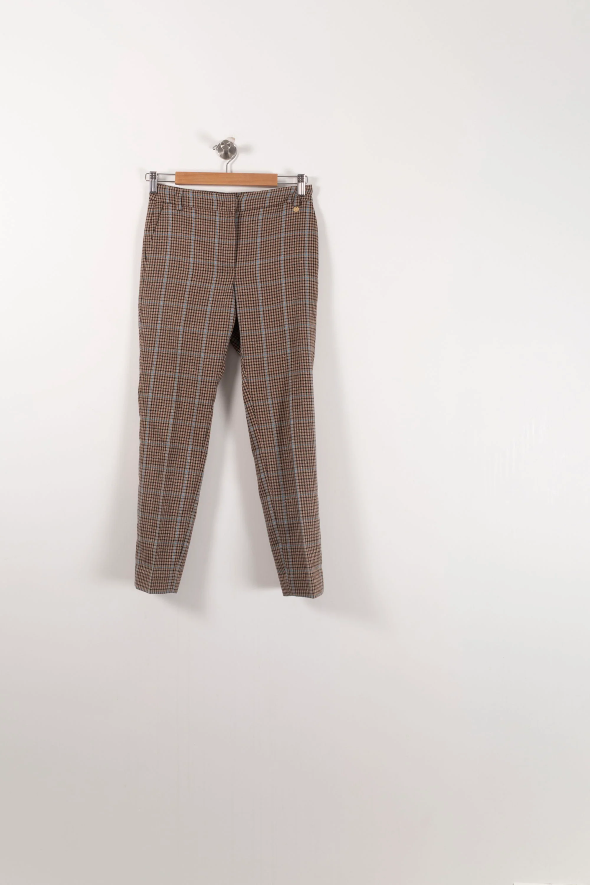Pantalon Carreaux Marron et Beige - Taille XS/34 - Image 2