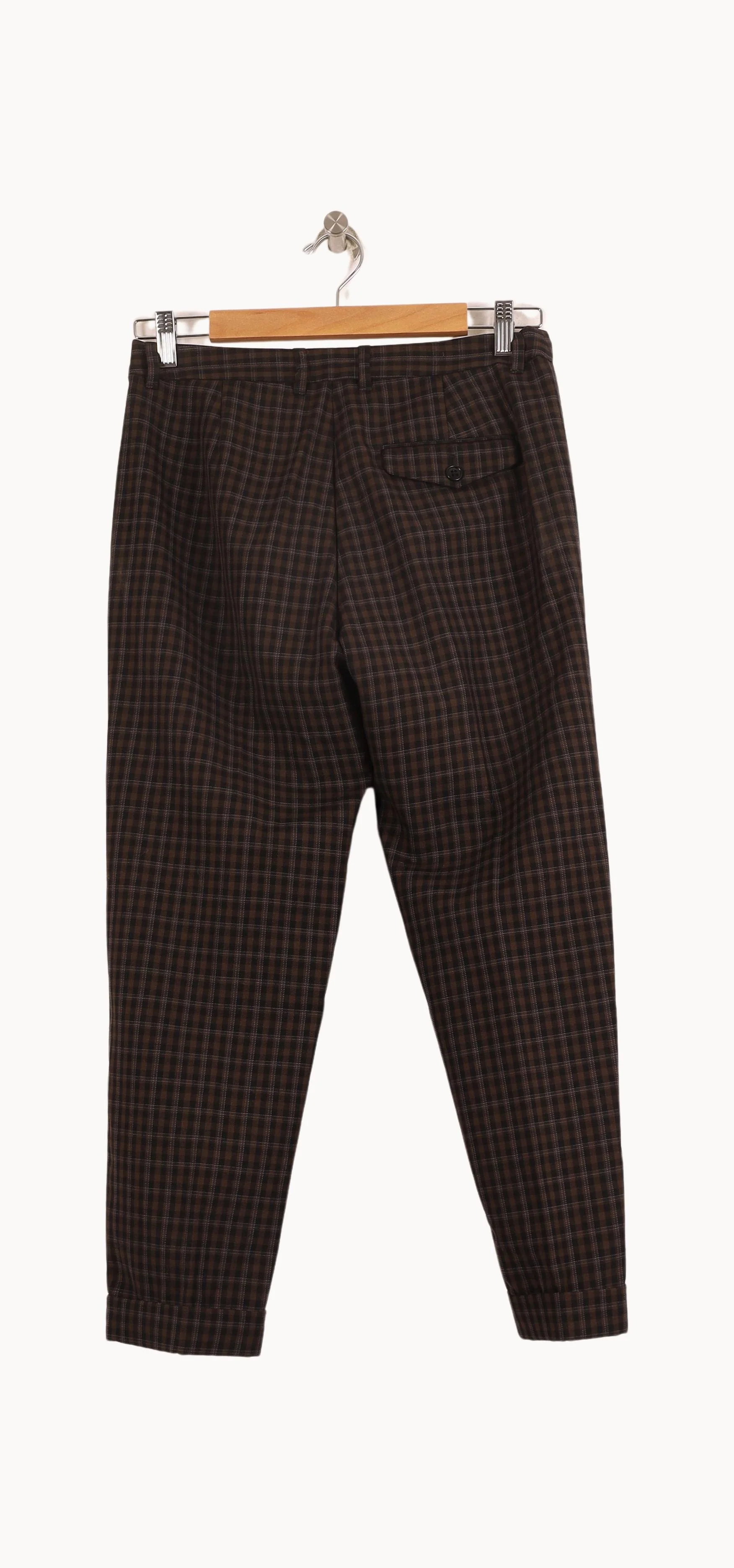 Pantalon Carreaux Marron et Noir - Taille S/36 - Image 4
