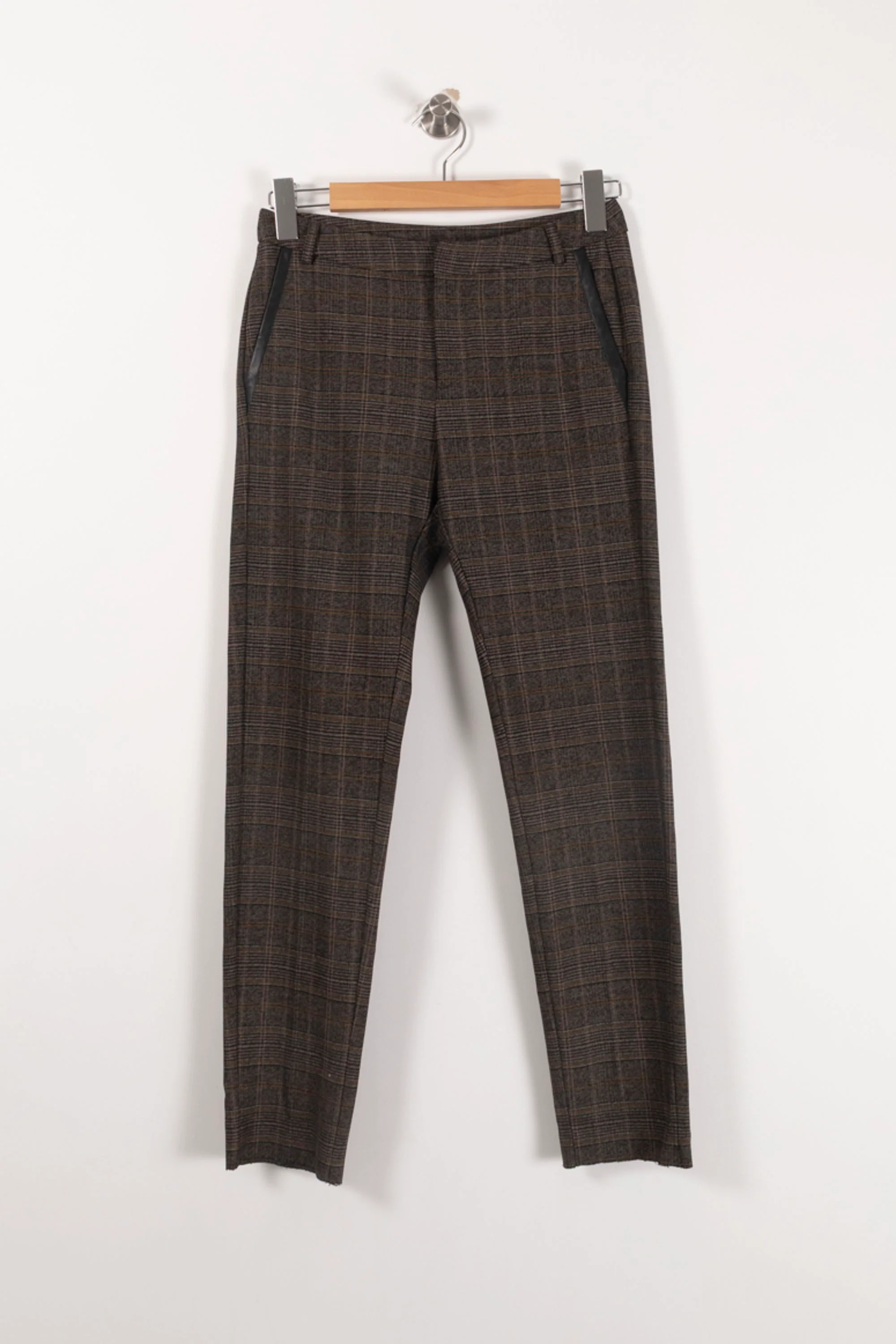 Pantalon Carreaux Marron - Taille XS/34 - Image 2