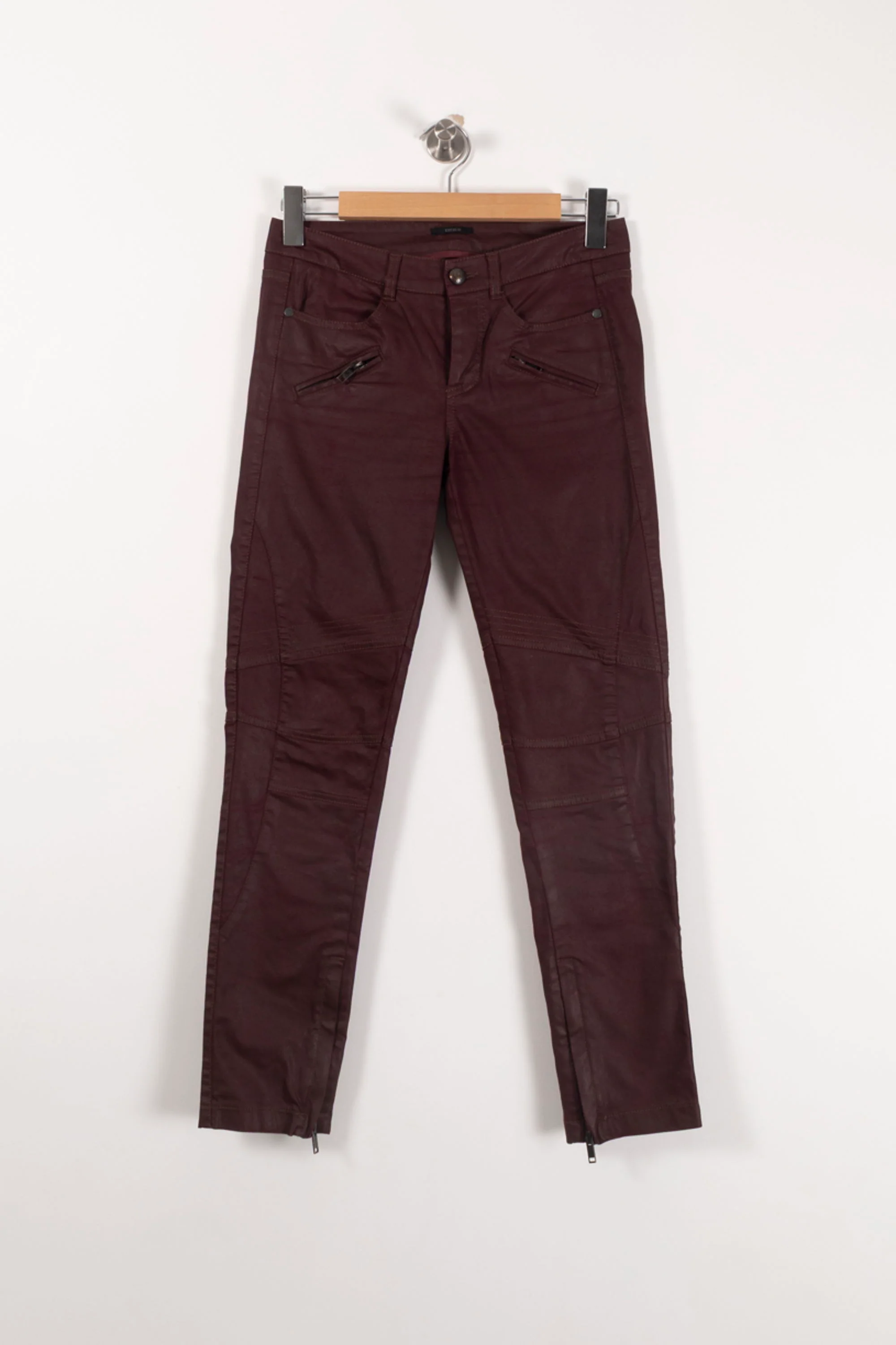 Pantalon en Cuir Bordeaux - Taille S/36 - Image 2