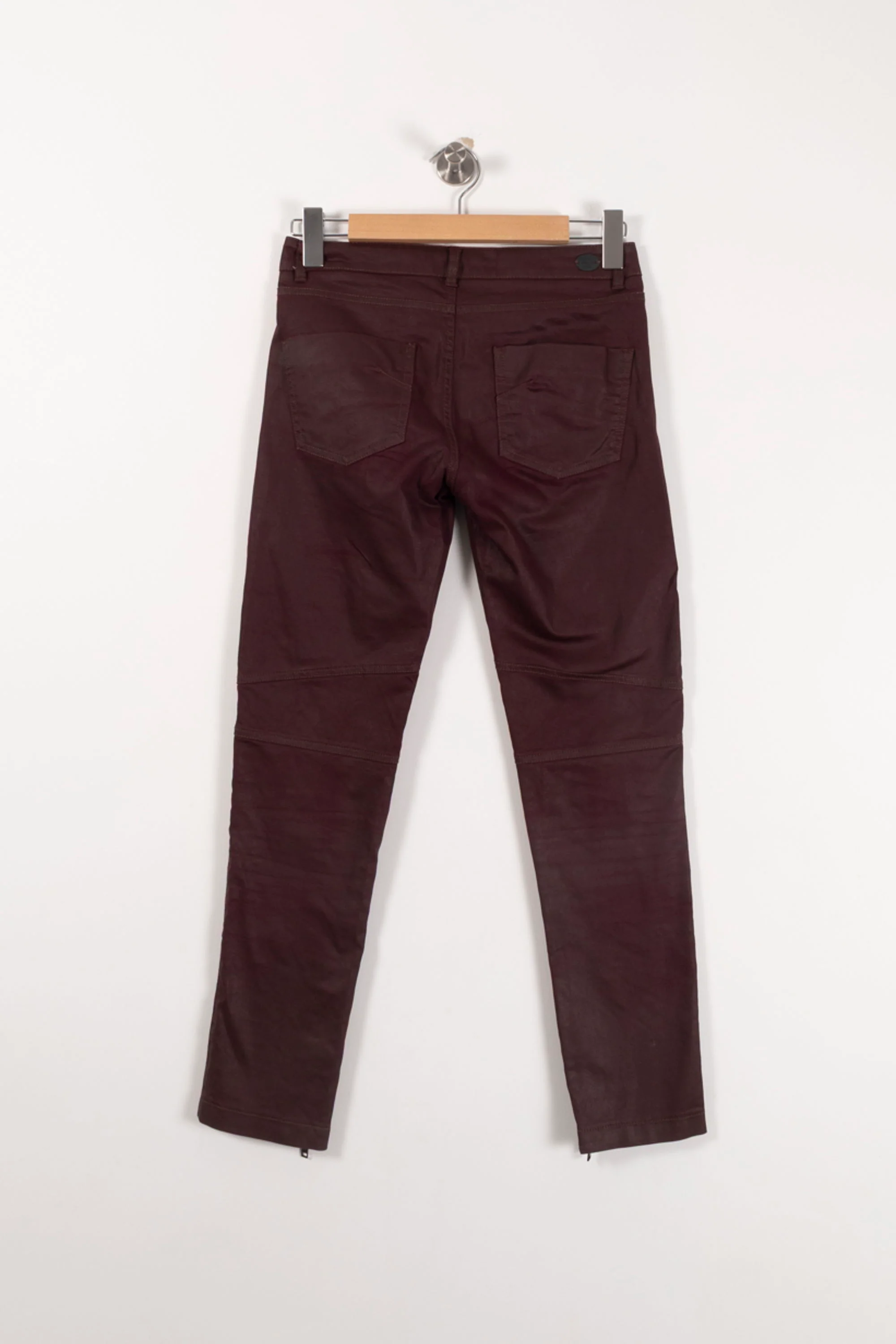 Pantalon en Cuir Bordeaux - Taille S/36 - Image 4