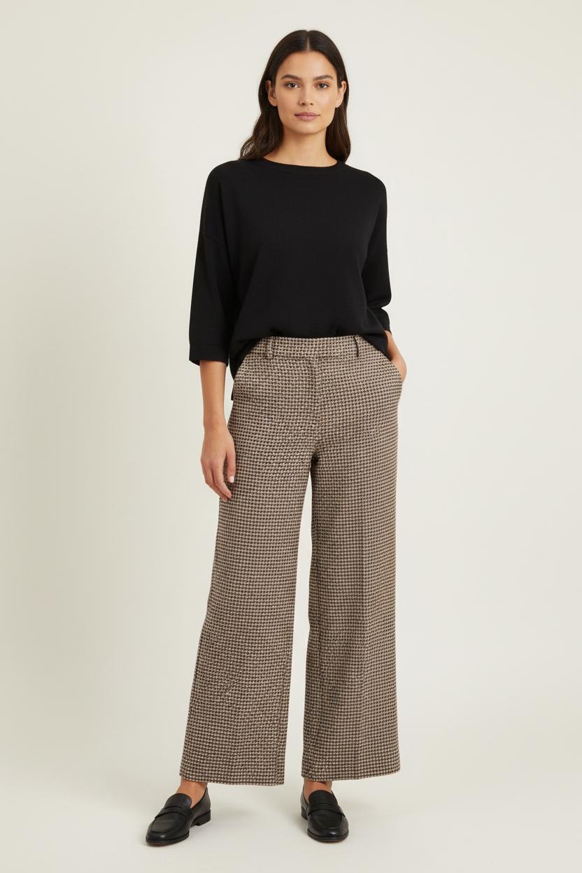 Pantalon Évasé Marron et Blanc - Taille XS/34