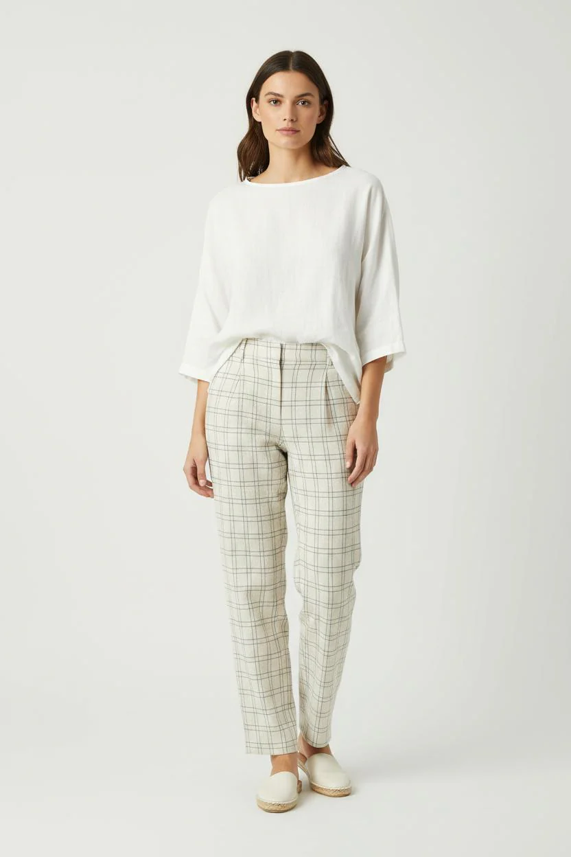 Pantalon Large Beige et Noir - Taille L/40
