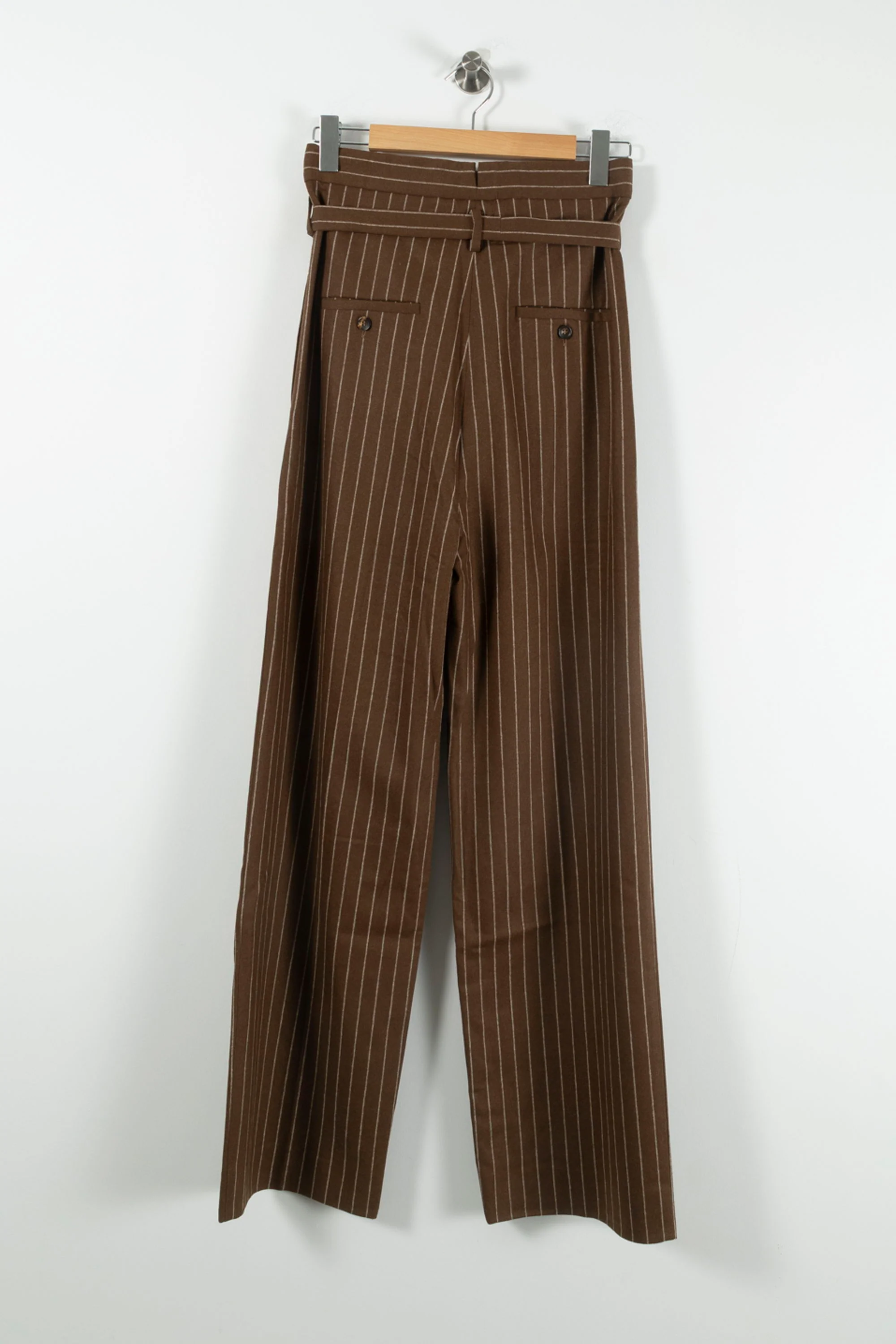 Pantalon Large Marron à Rayures Blanches - Taille S/36 - Image 4