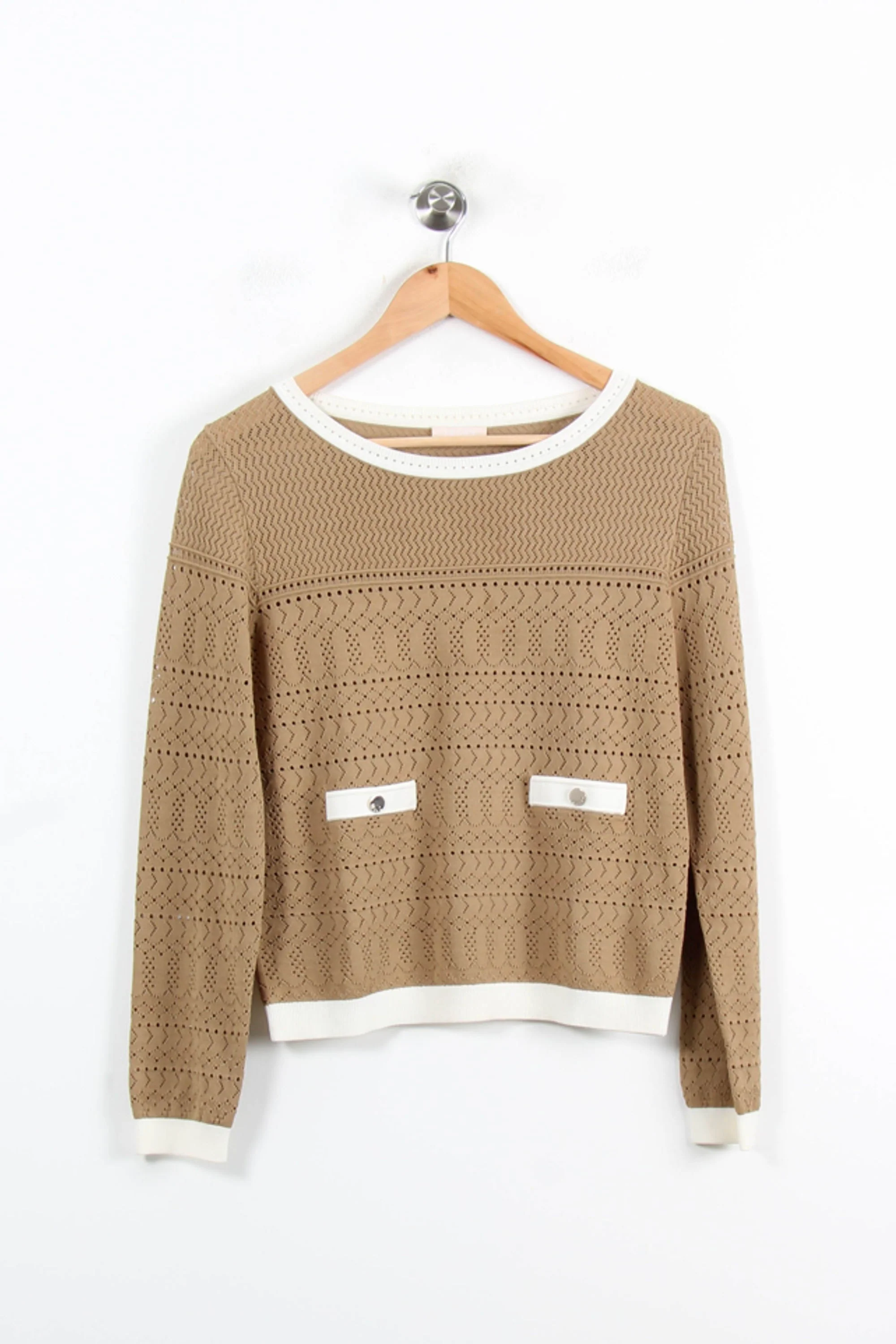 Pull Beige et Blanc - Taille M/38 - Image 2