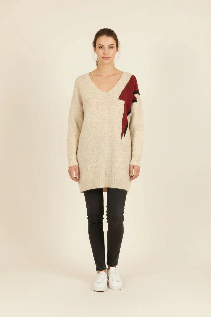 Pull Beige et Bordeaux - Taille S/36
