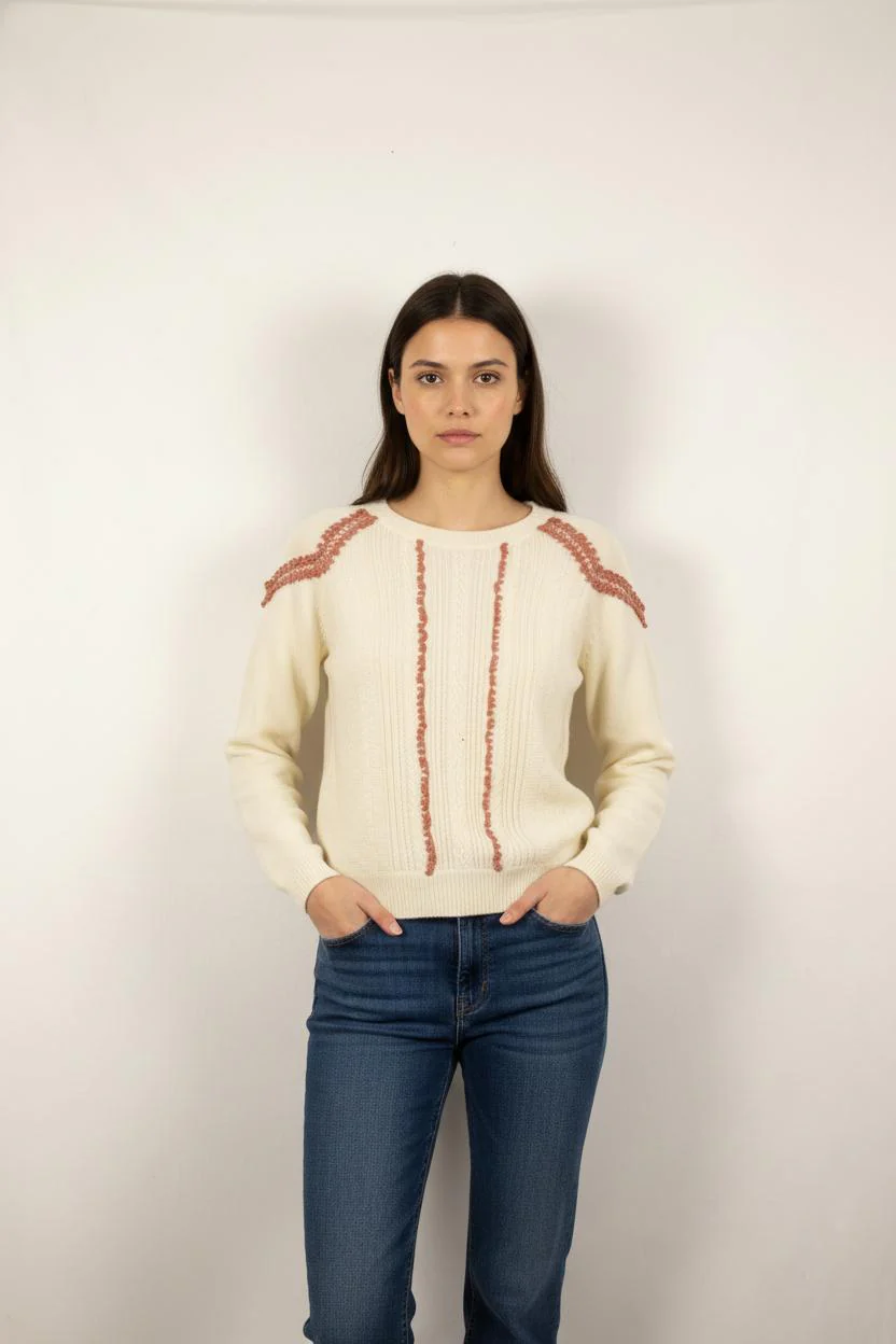 Pull Beige et Rose - Taille S/36