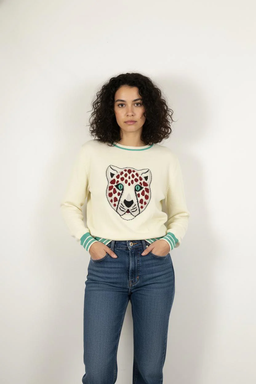 Pull Beige et Vert - Taille S/36