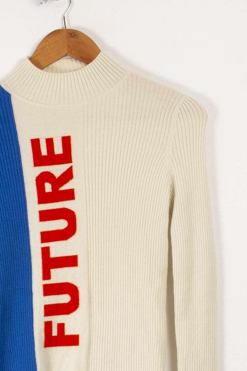 Pull blanc et bleu - XS / 34 - Image 3