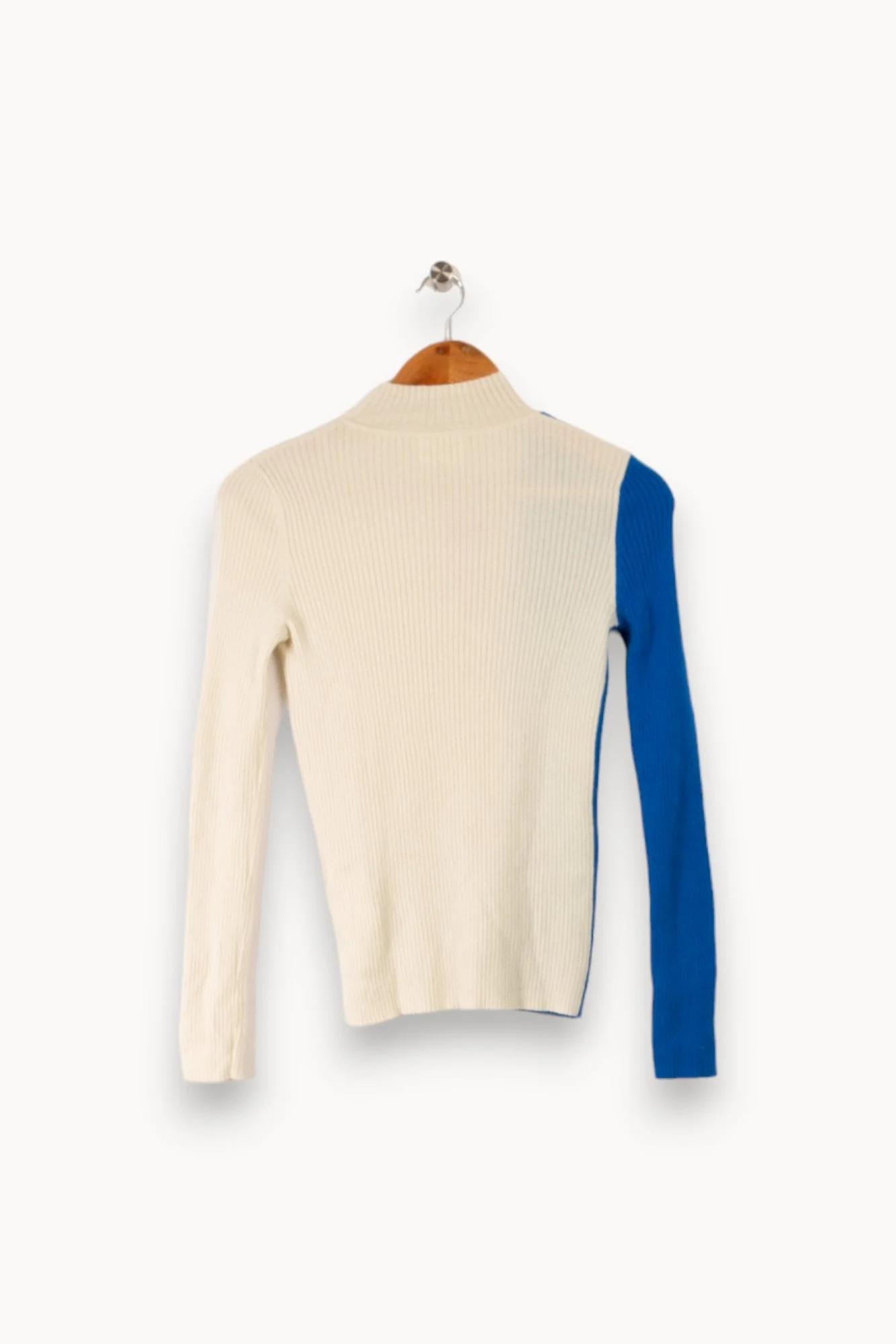 Pull blanc et bleu - XS / 34 - Image 4