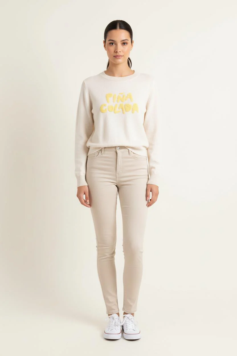 Pull Blanc et Jaune - Taille S/36