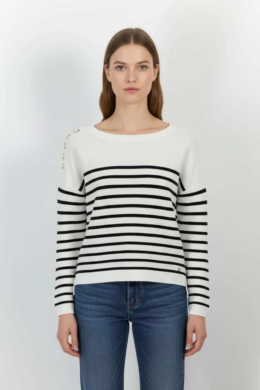 Pull Blanc et Noir - Taille S/36