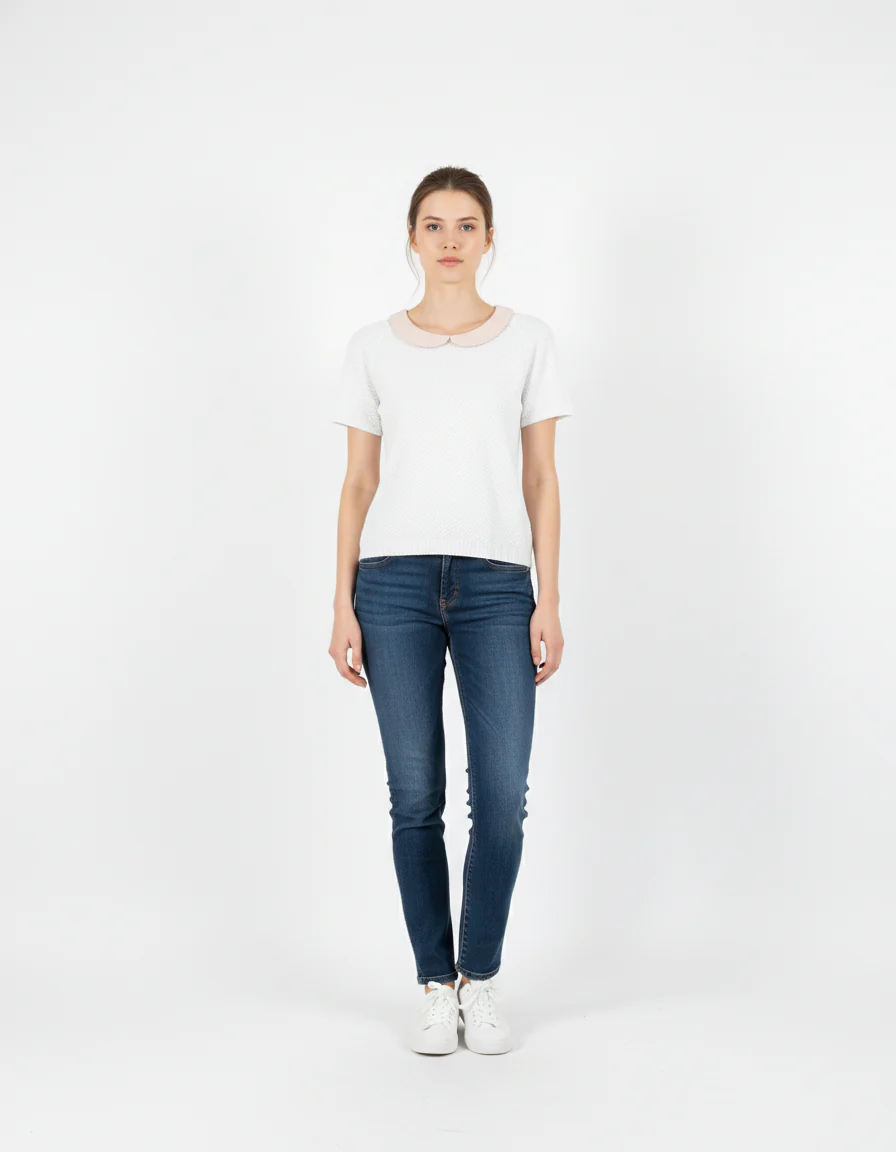 Pull Blanc et Rose - Taille M/38