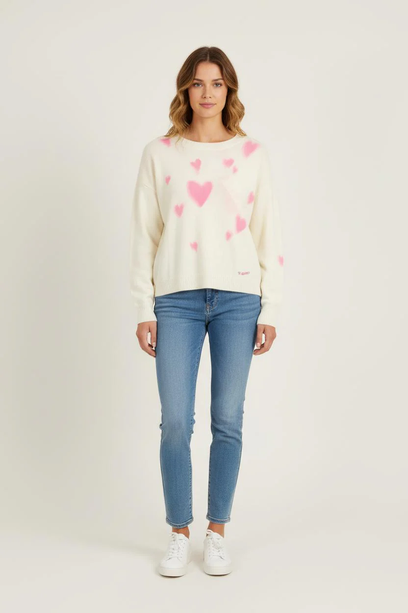 Pull Blanc et Rose - Taille S/36