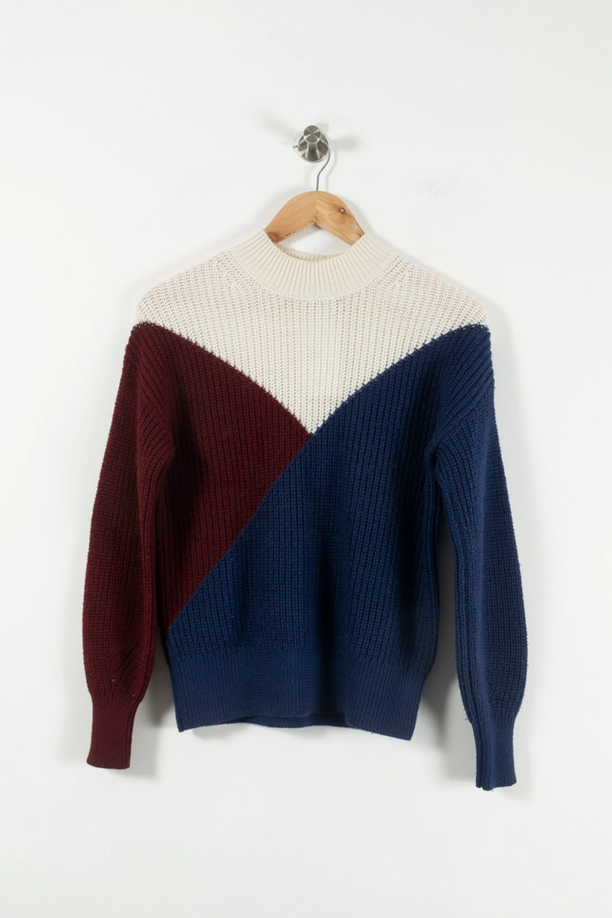 Pull Bleu Bordeaux et Écru - Taille XS/34 - Image 2
