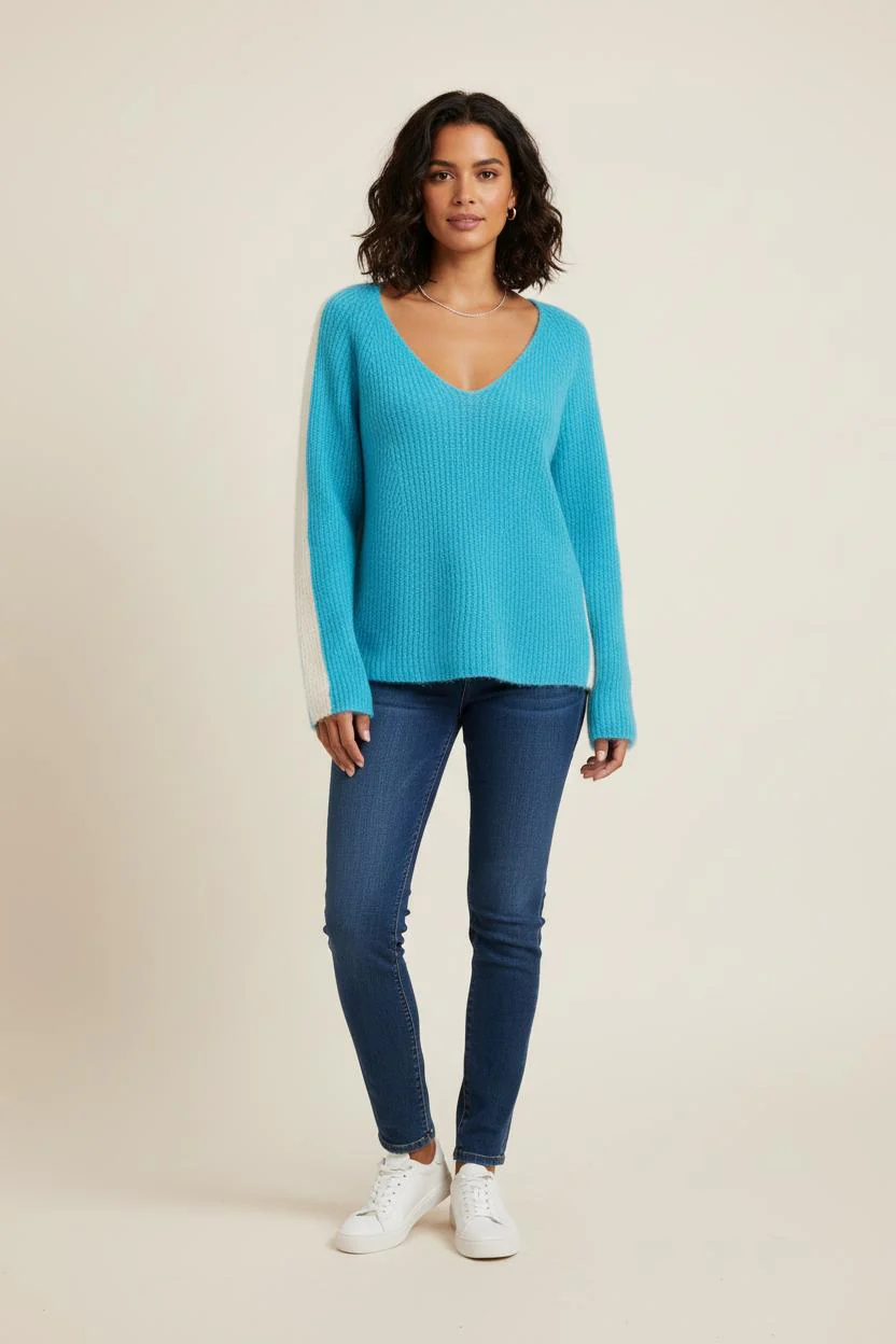 Pull Bleu et Blanc - Taille XXL/44