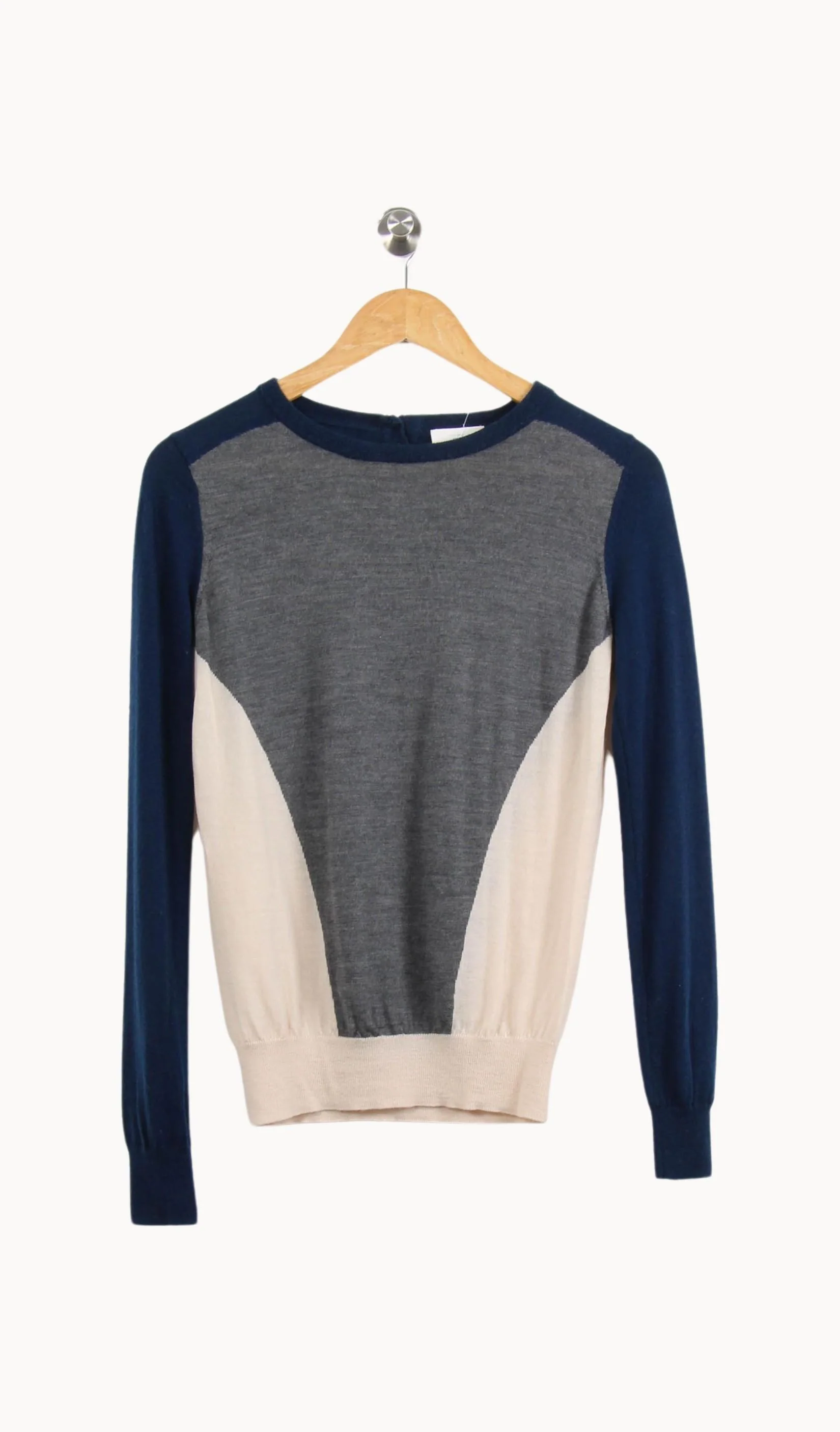 Pull Bleu Gris et Beige - Taille S/36 - Image 2