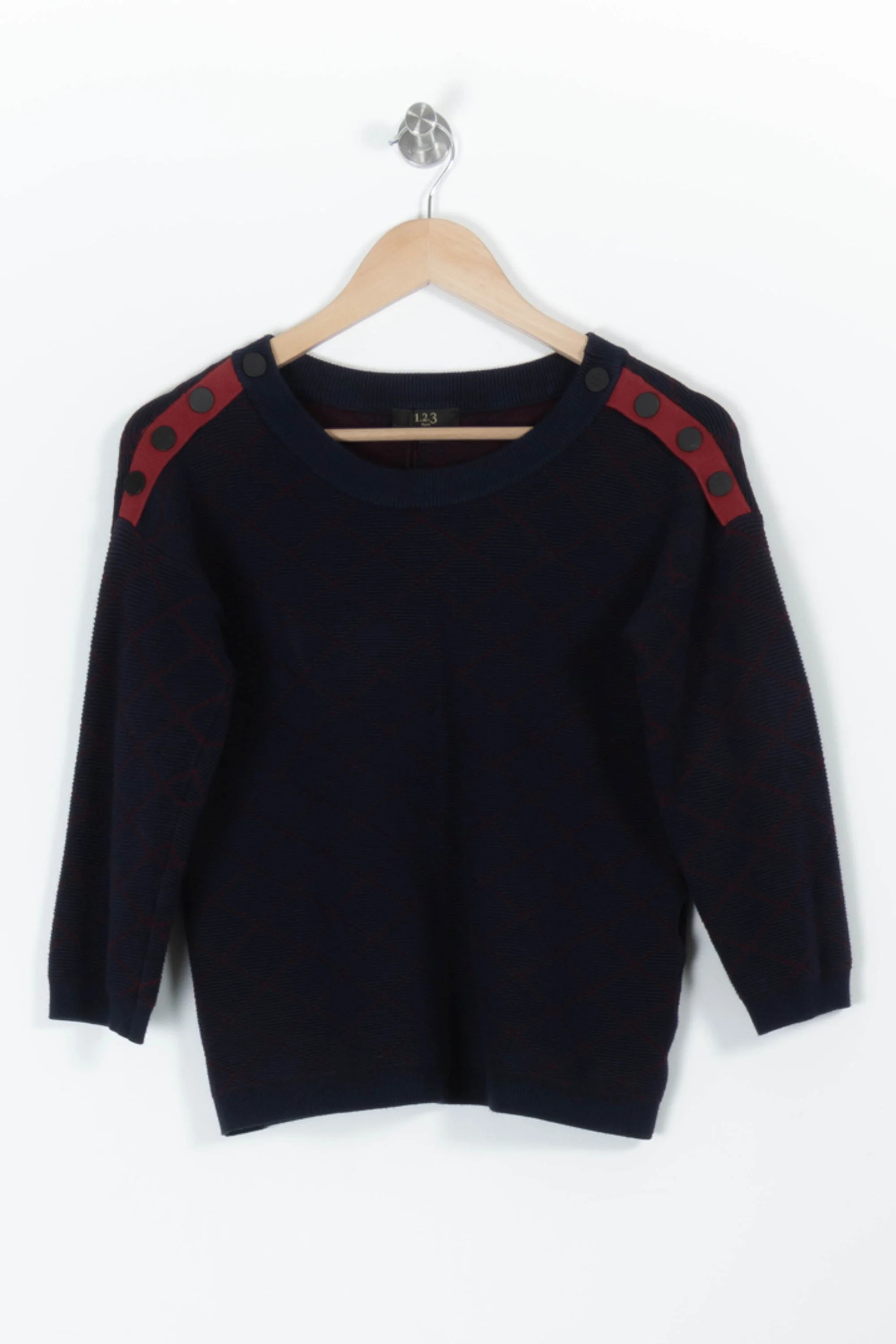 Pull Bleu Marine et Rouge - Taille M/38 - Image 2